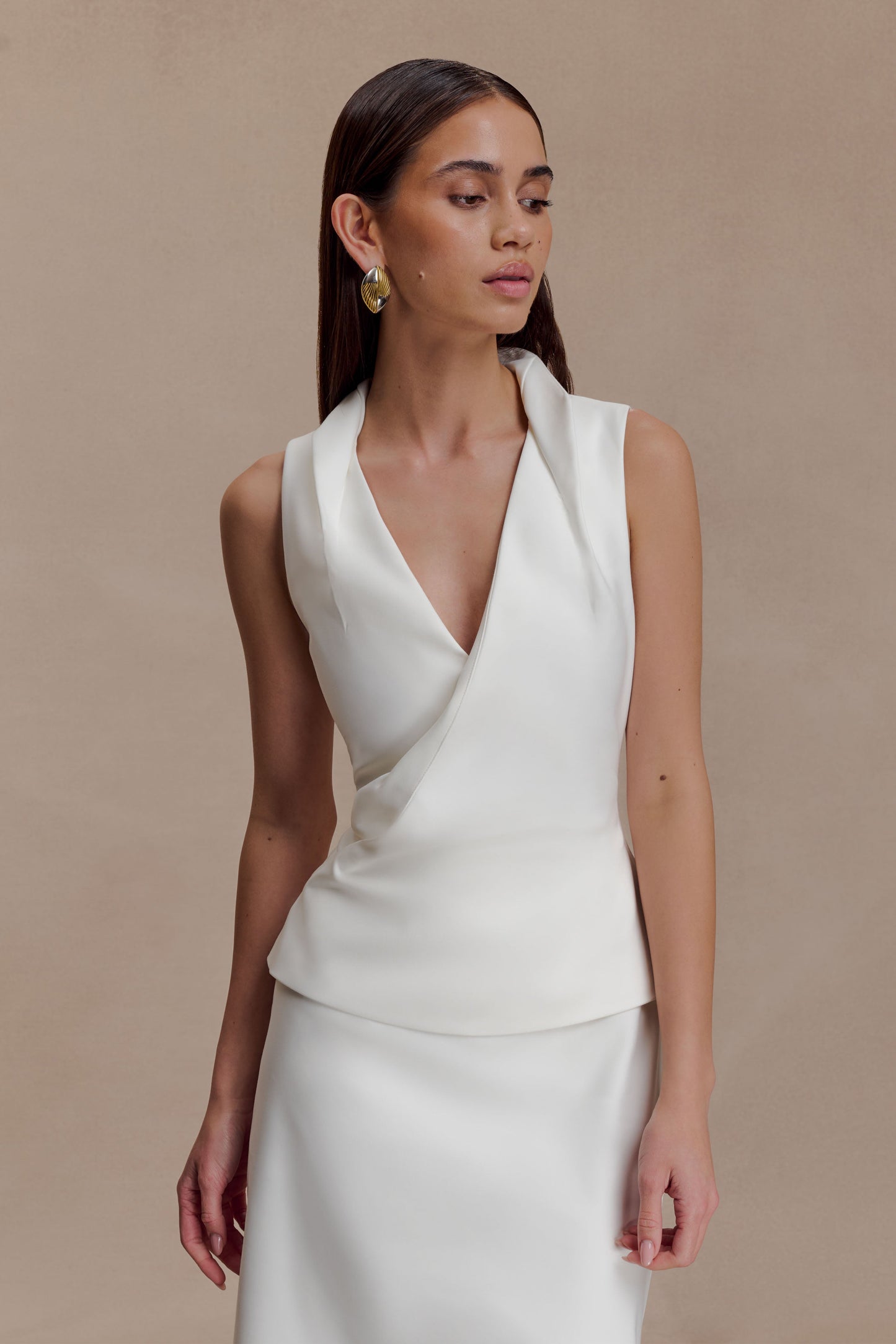 Yanina Cotton Halter Midi Dress - White