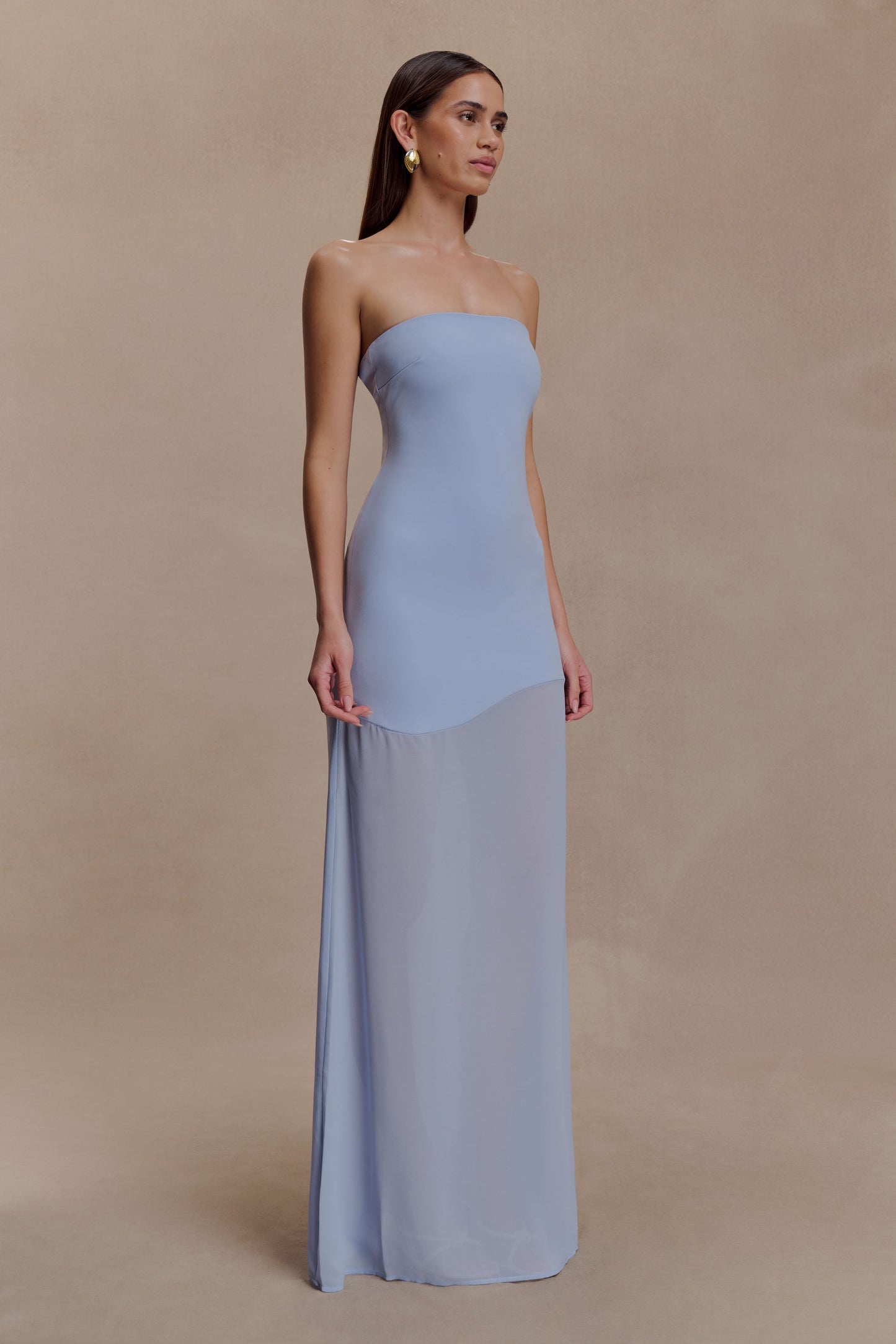 Mason Crepe And Chiffon Maxi Dress - Powder Blue