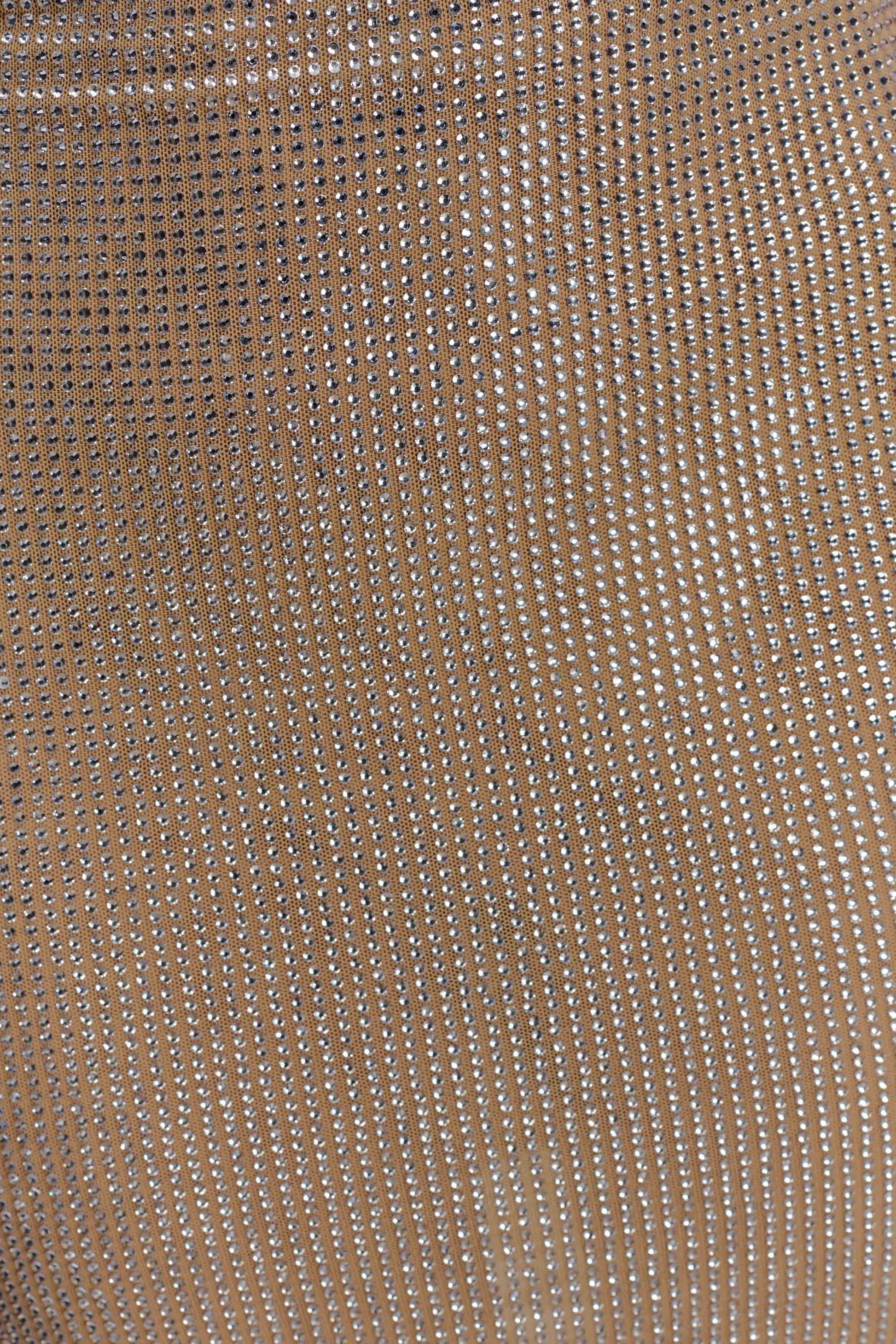 Jasmyn Hot Fix Mini Dress With Mesh Back - Nude #7