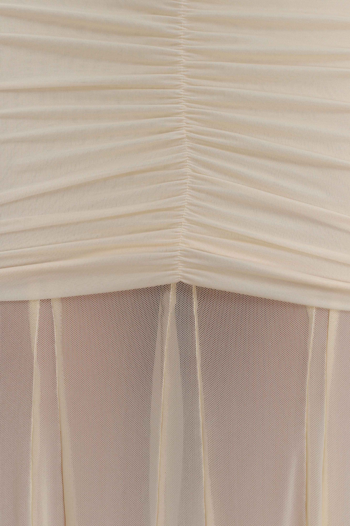 Caspian Slinky And Mesh Off Shoulder Maxi Dress - Ivory