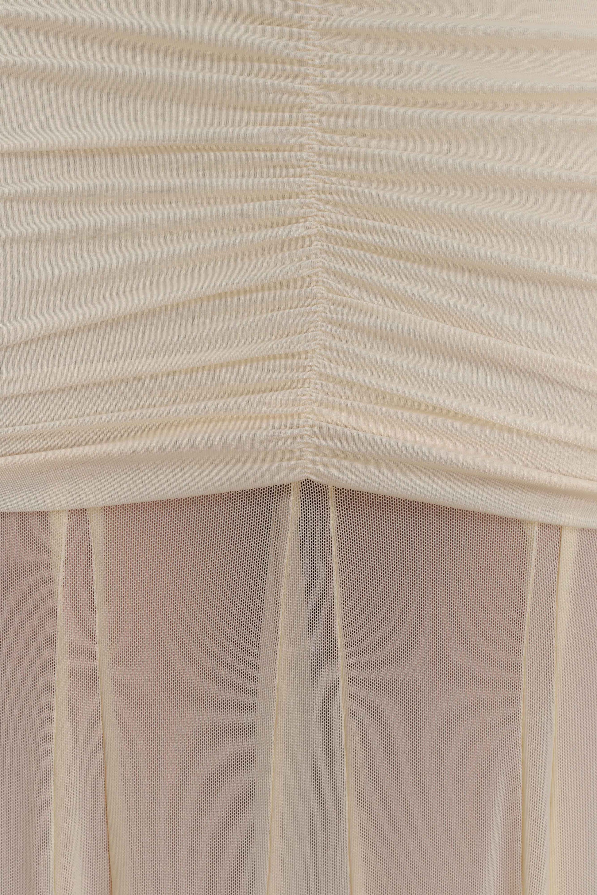 Caspian Slinky And Mesh Off Shoulder Maxi Dress - Ivory #7