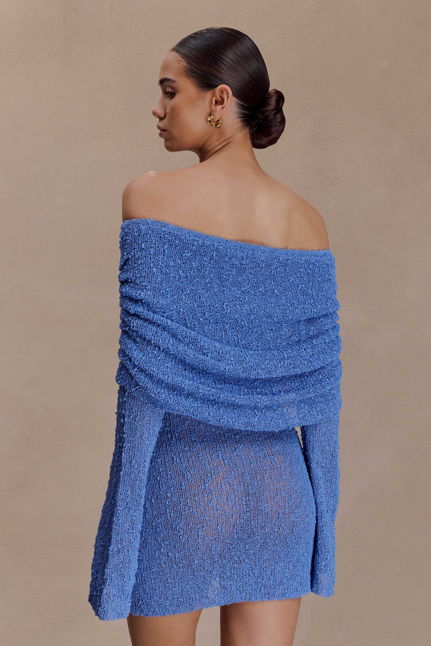 Marisol Off Shoulder Boucle Mini Dress - Periwinkle