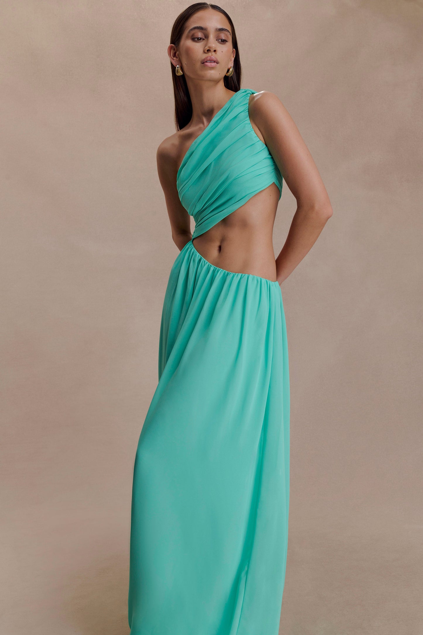 Aria Chiffon Cut Out Maxi Dress - Lagoon