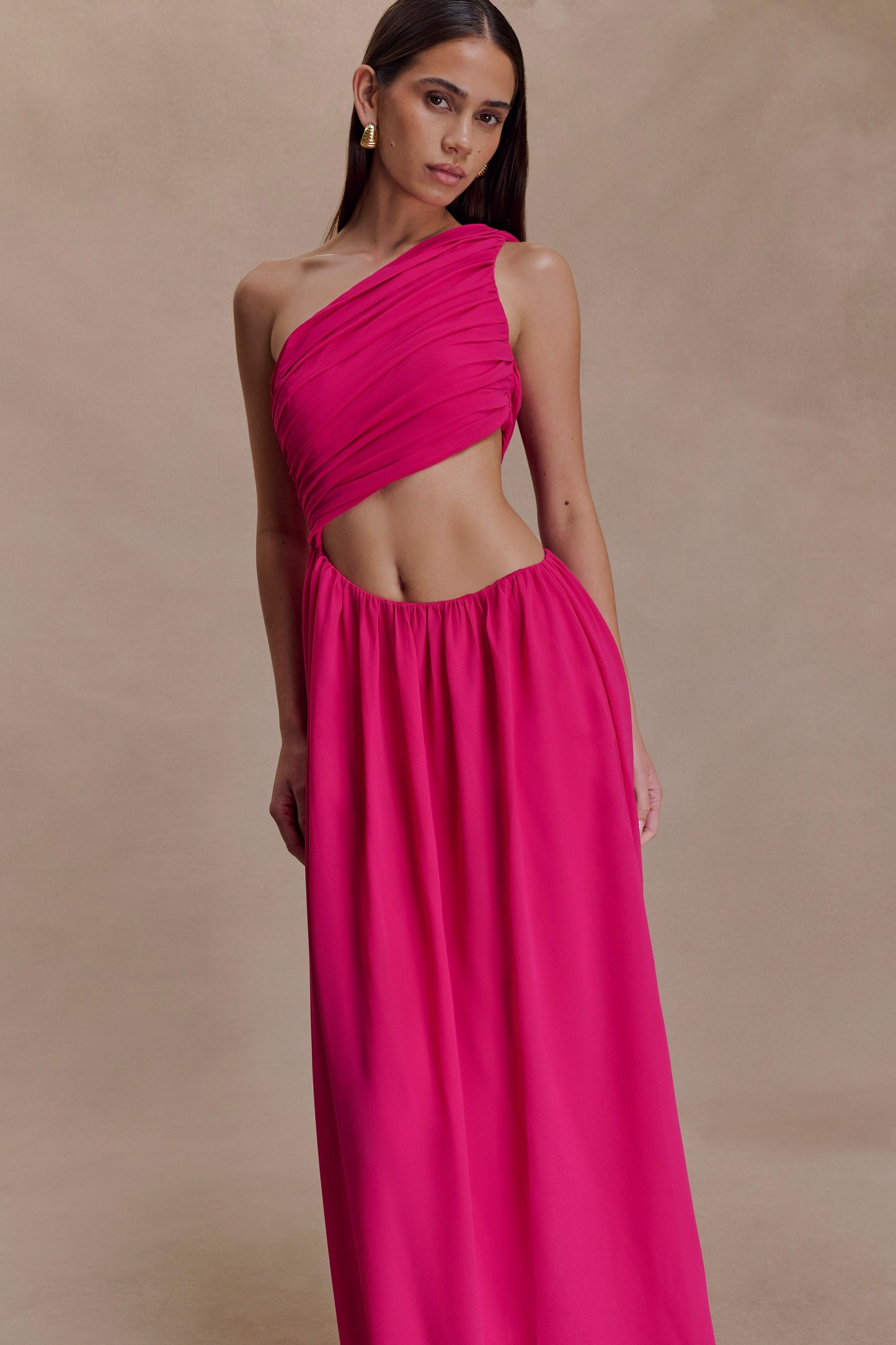 Aria Chiffon Cut Out Maxi Dress - Fuchsia