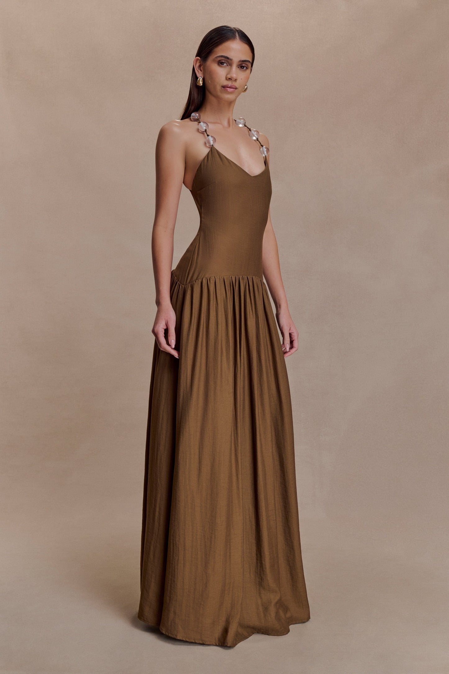 Darling Linen Maxi Dress - Chocolate