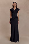 Saphira Shirt Corset Maxi Dress - Black