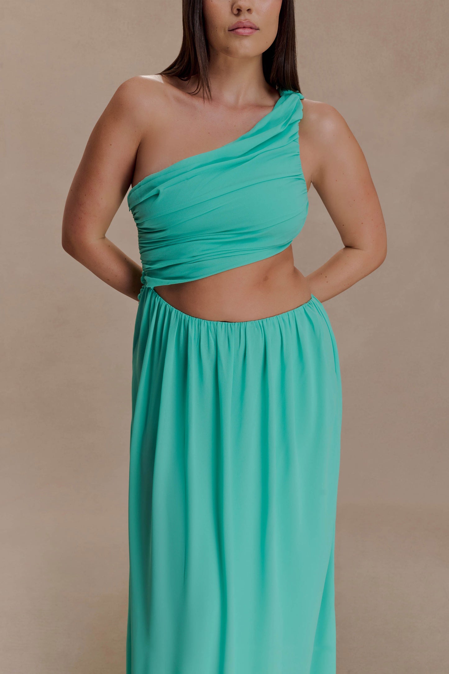 Aria Chiffon Cut Out Maxi Dress - Lagoon