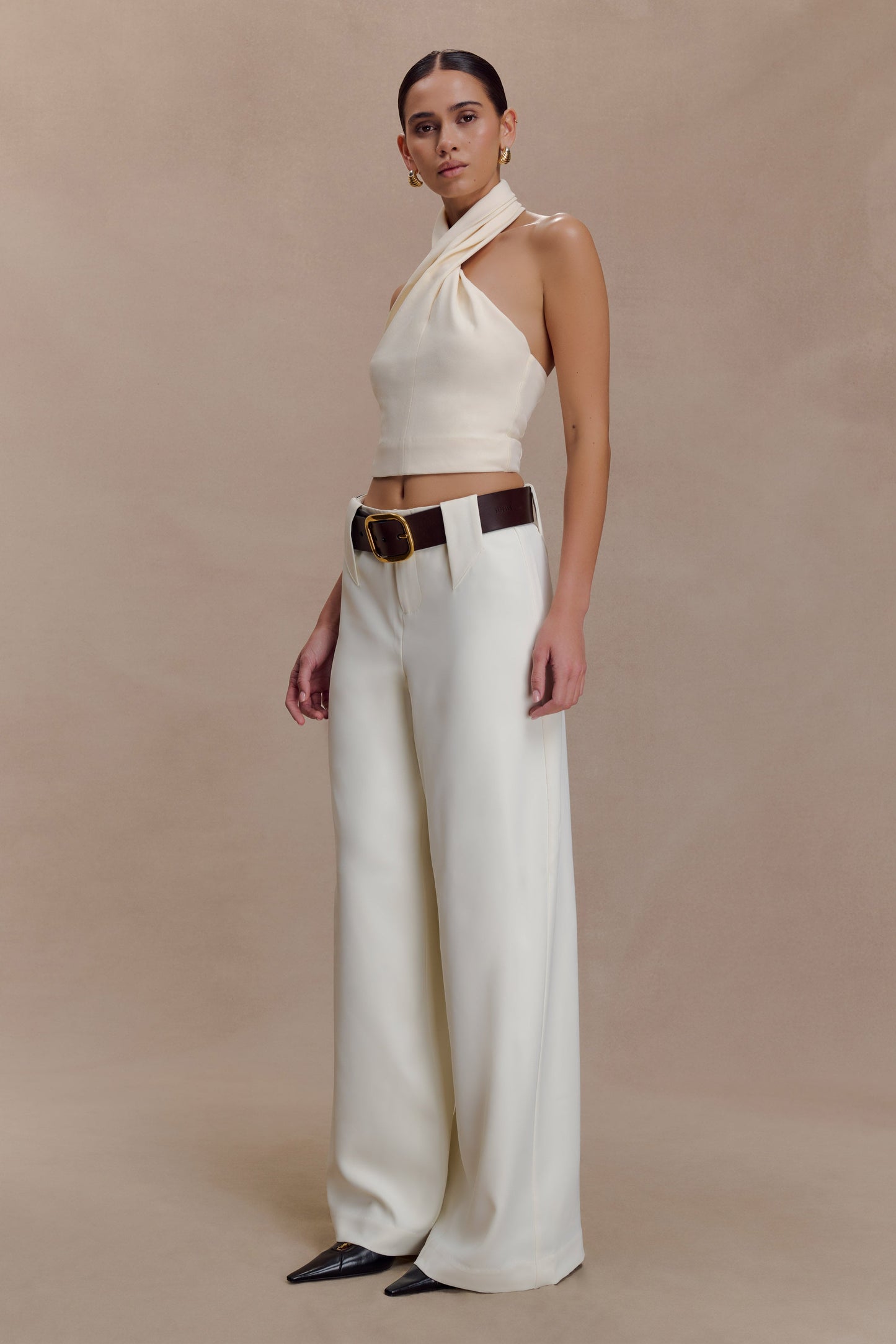 Arlo Wide Leg Suiting Trouser - Ivory