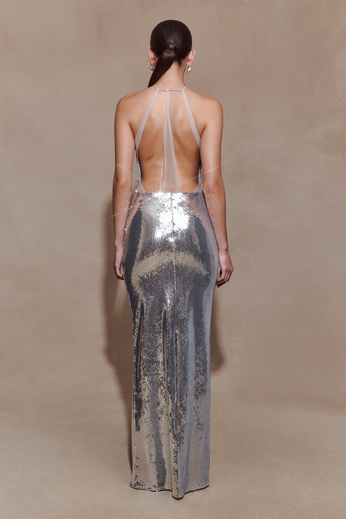 Baldwin Sequin Cut Out Maxi Dress - Silver
