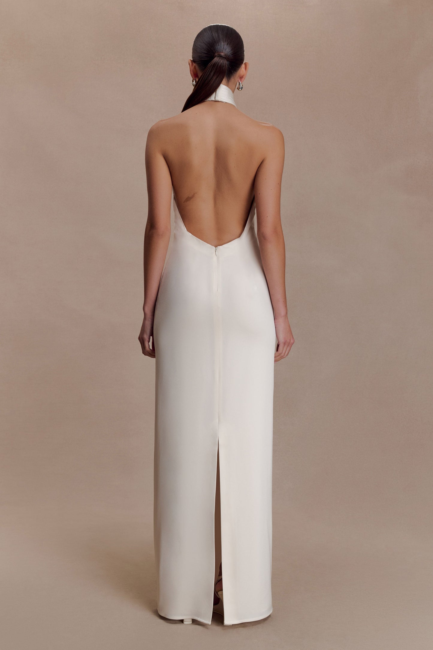 Freja Halter Maxi Dress With Hardware - Blush Ivory