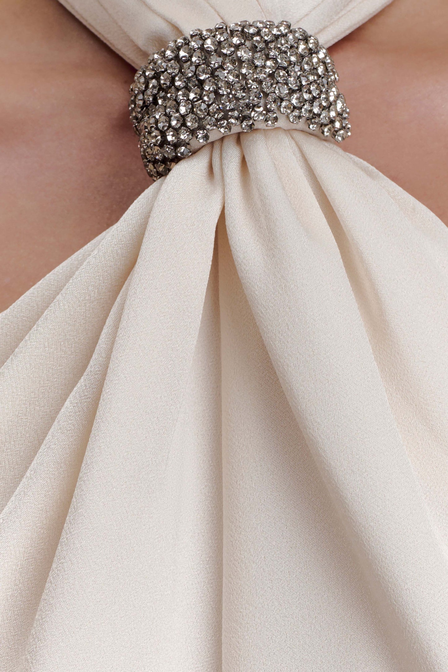 Freja Halter Maxi Dress With Hardware - Blush Ivory