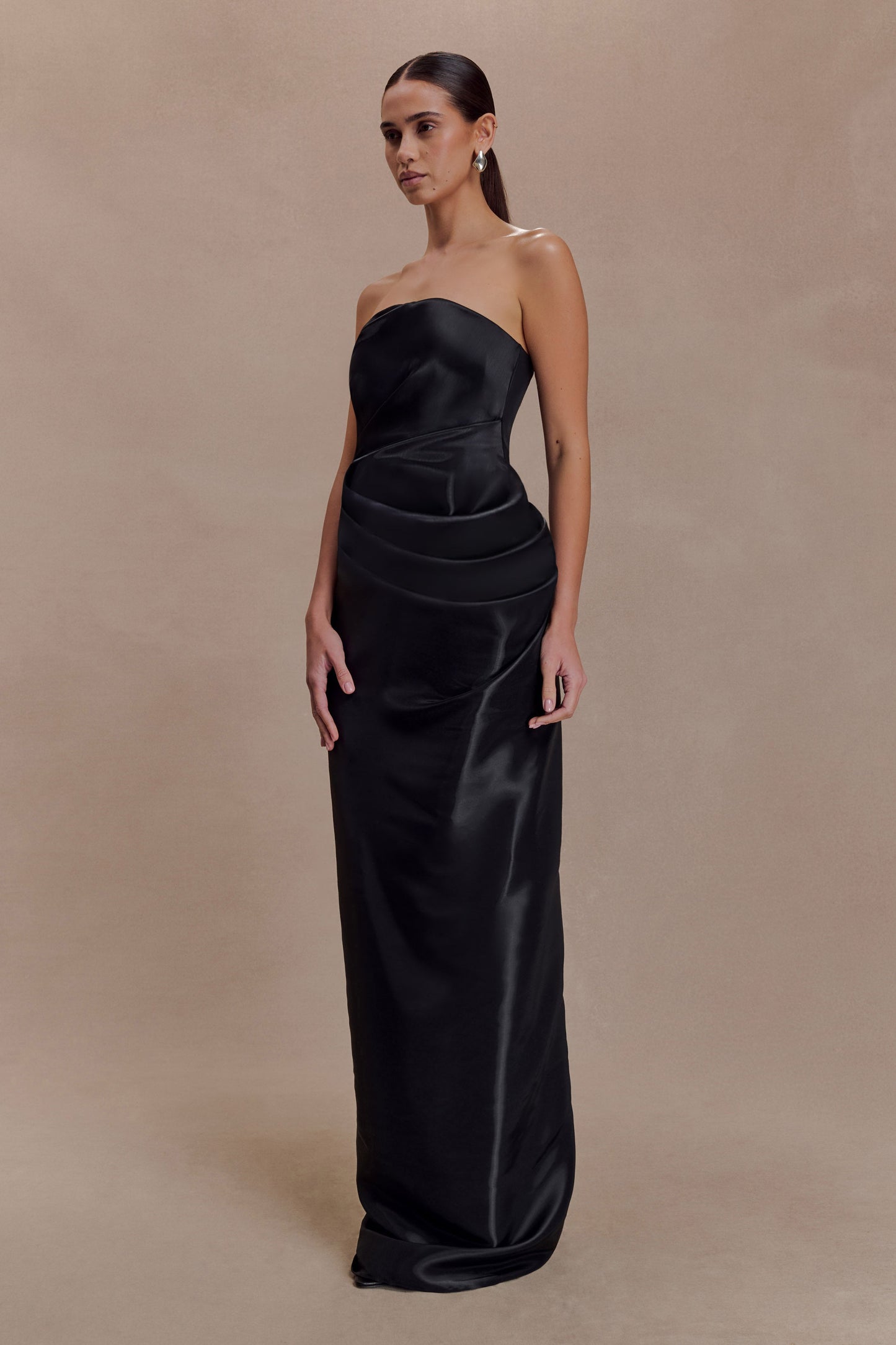 Calliope Strapless Organza Maxi Dress - Black