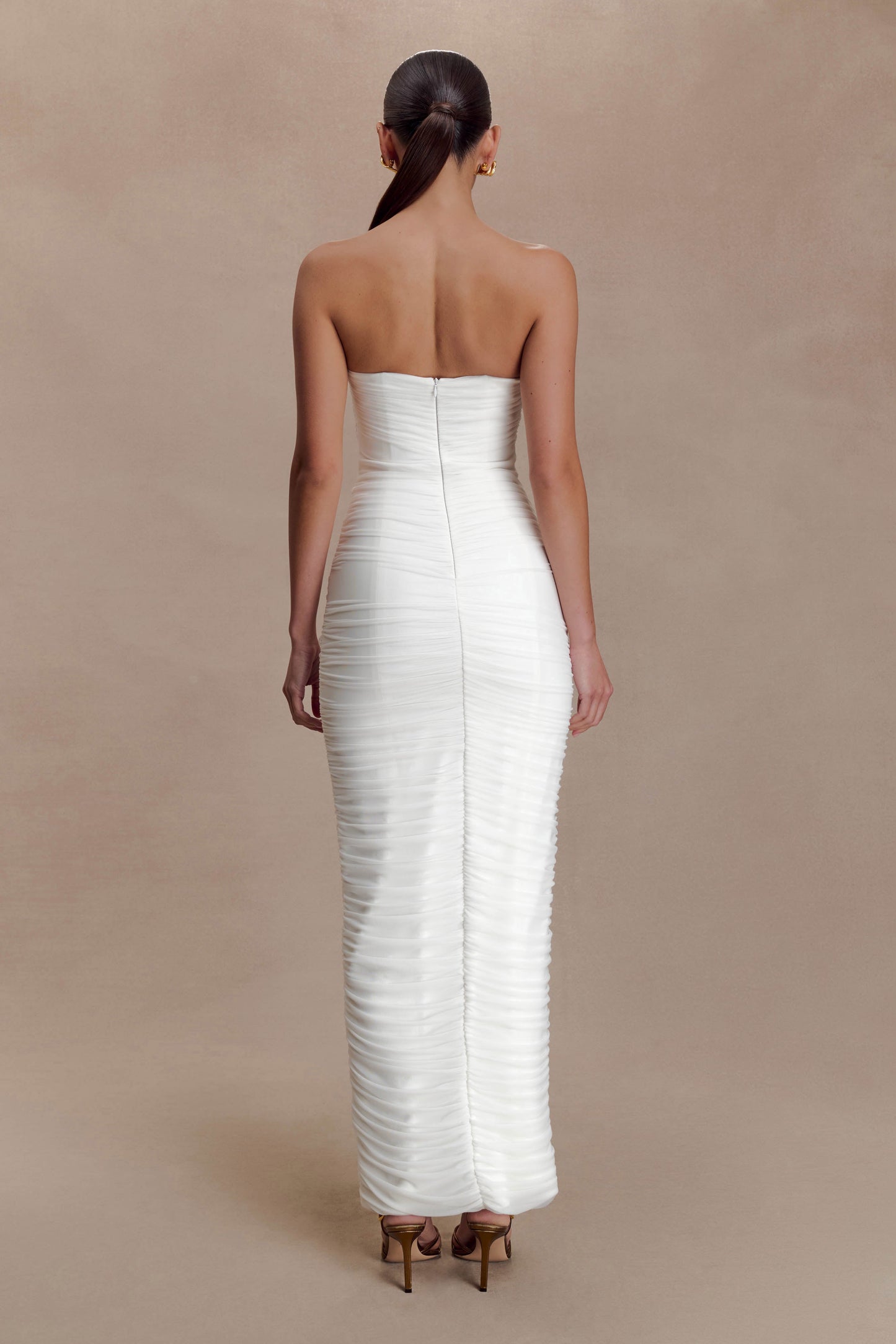 Jianna Strapless Mesh Maxi Dress - Ivory
