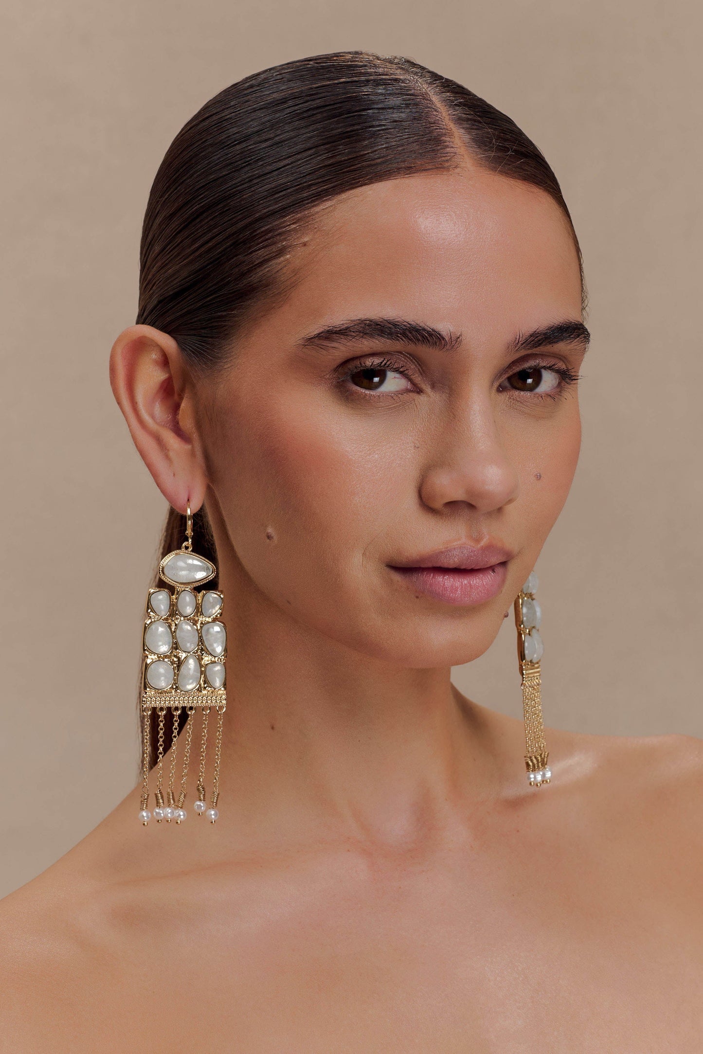 Annika Horizontal Resin Drop Earrings - Gold
