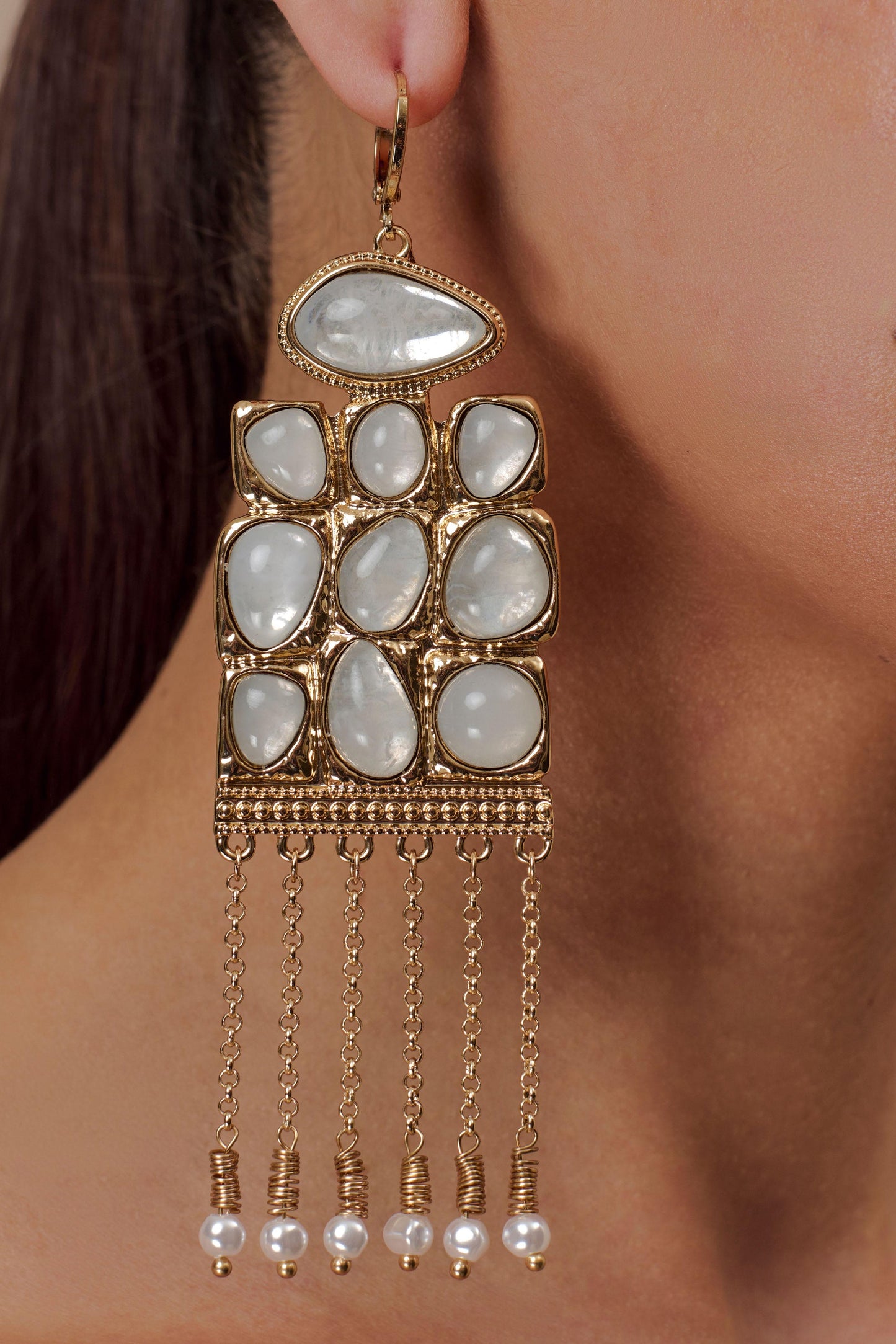 Annika Horizontal Resin Drop Earrings - Gold