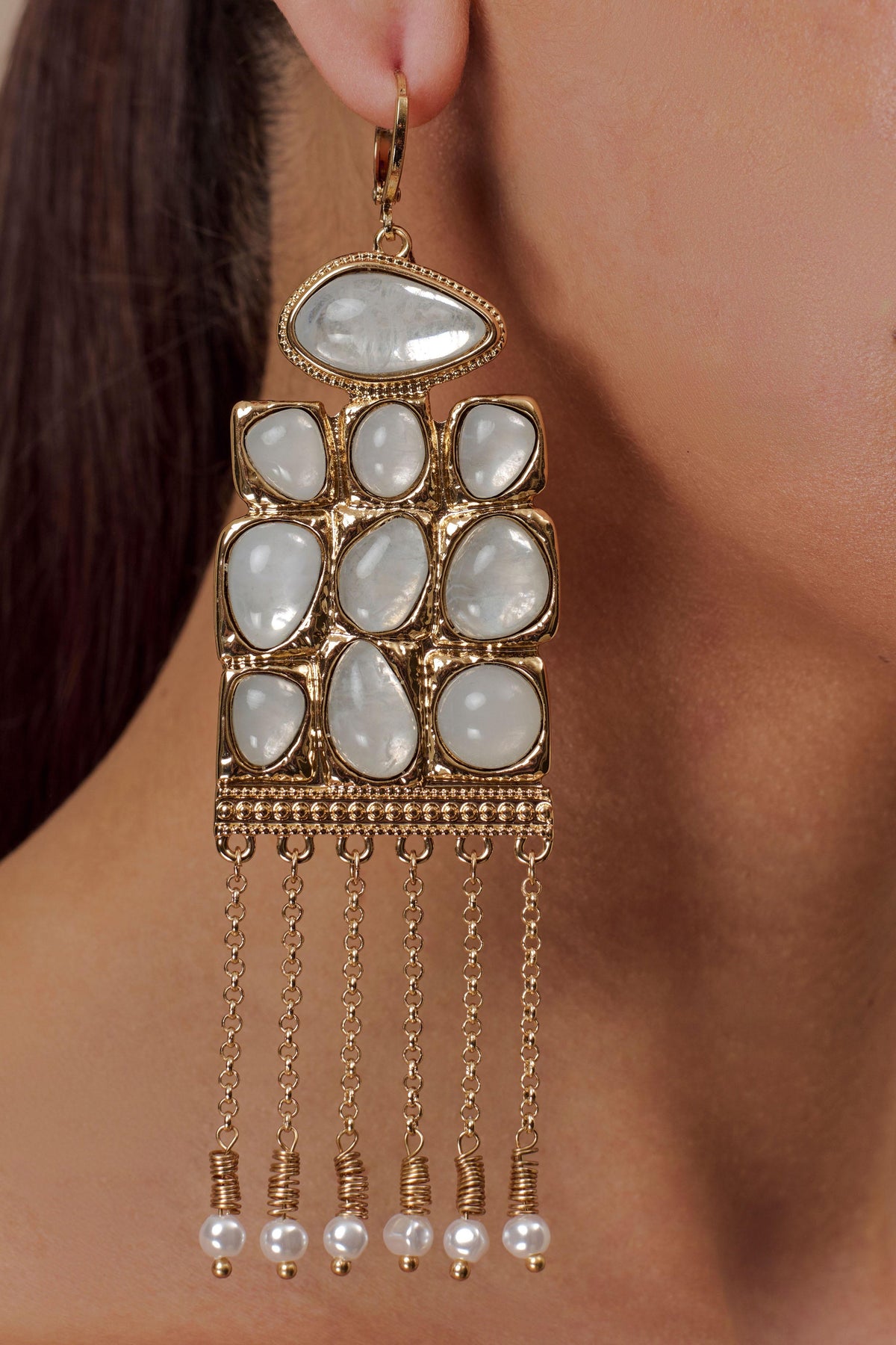 Annika Horizontal Resin Drop Earrings - Gold