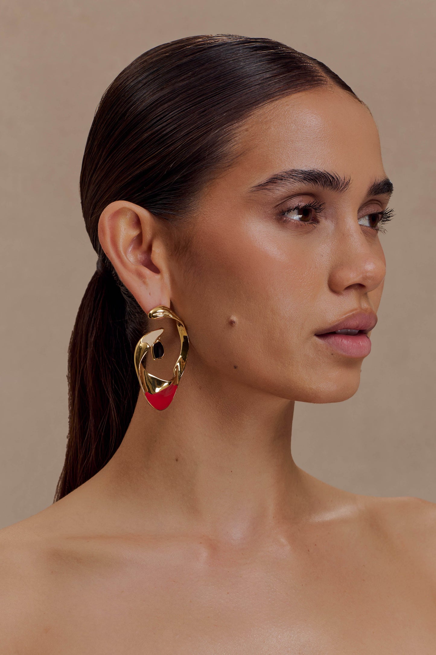 Marna Large Hoop Earrings With Stones - Gold