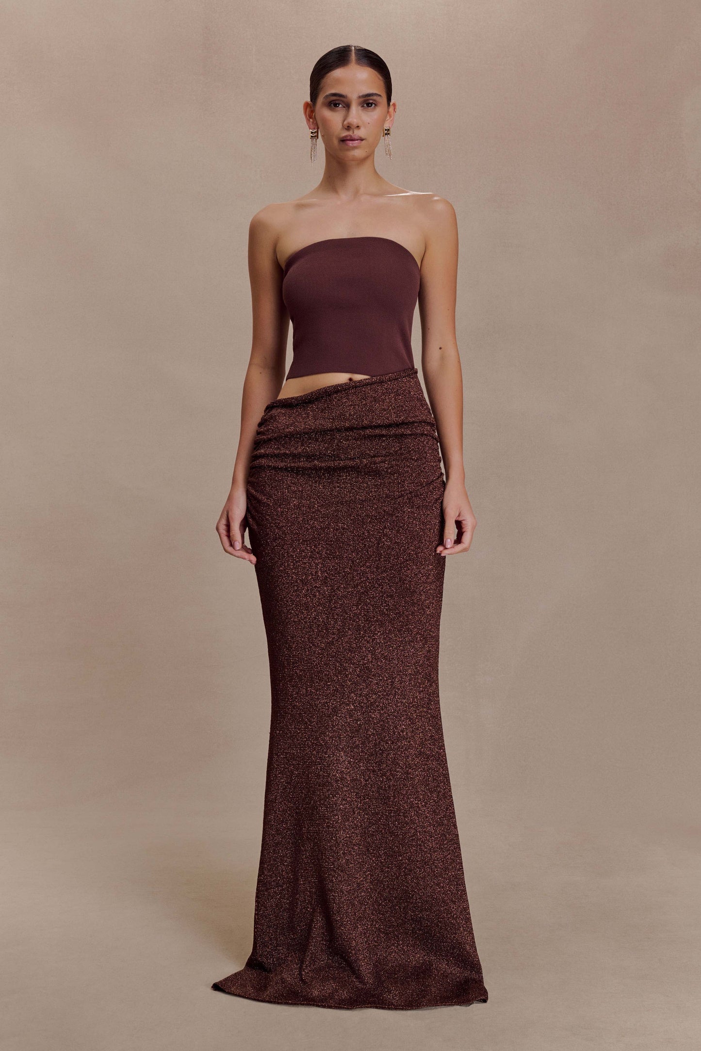 Jasiel Strapless Knit Maxi Dress - Chocolate