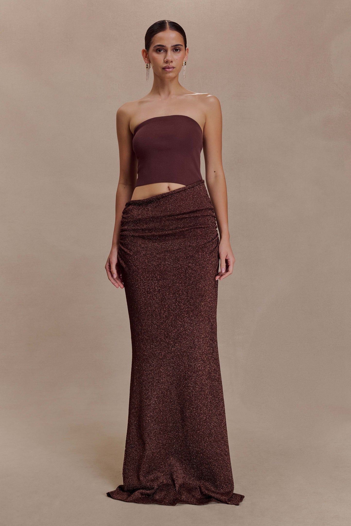 Jasiel Strapless Knit Maxi Dress - Chocolate