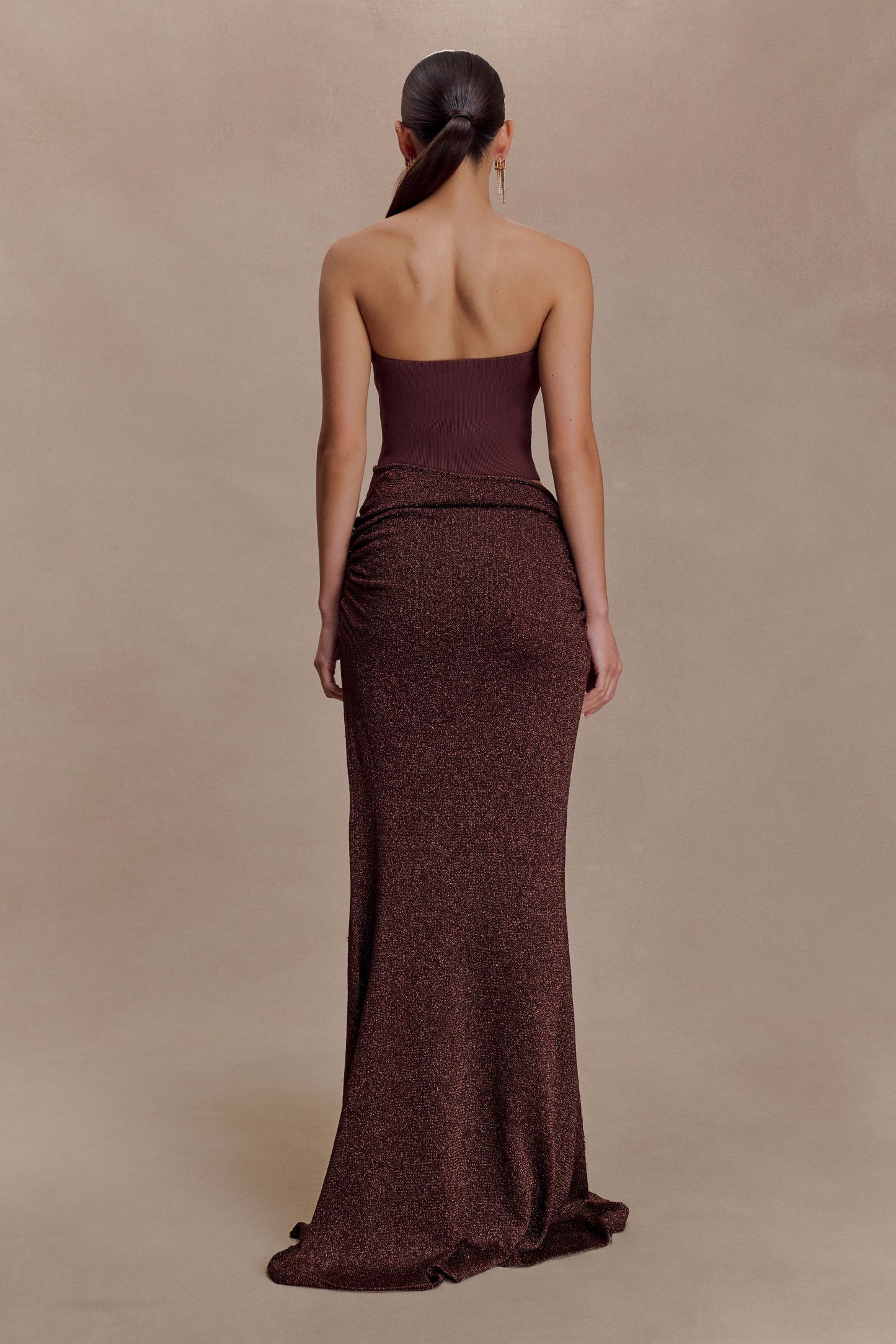 Jasiel Strapless Knit Maxi Dress - Chocolate