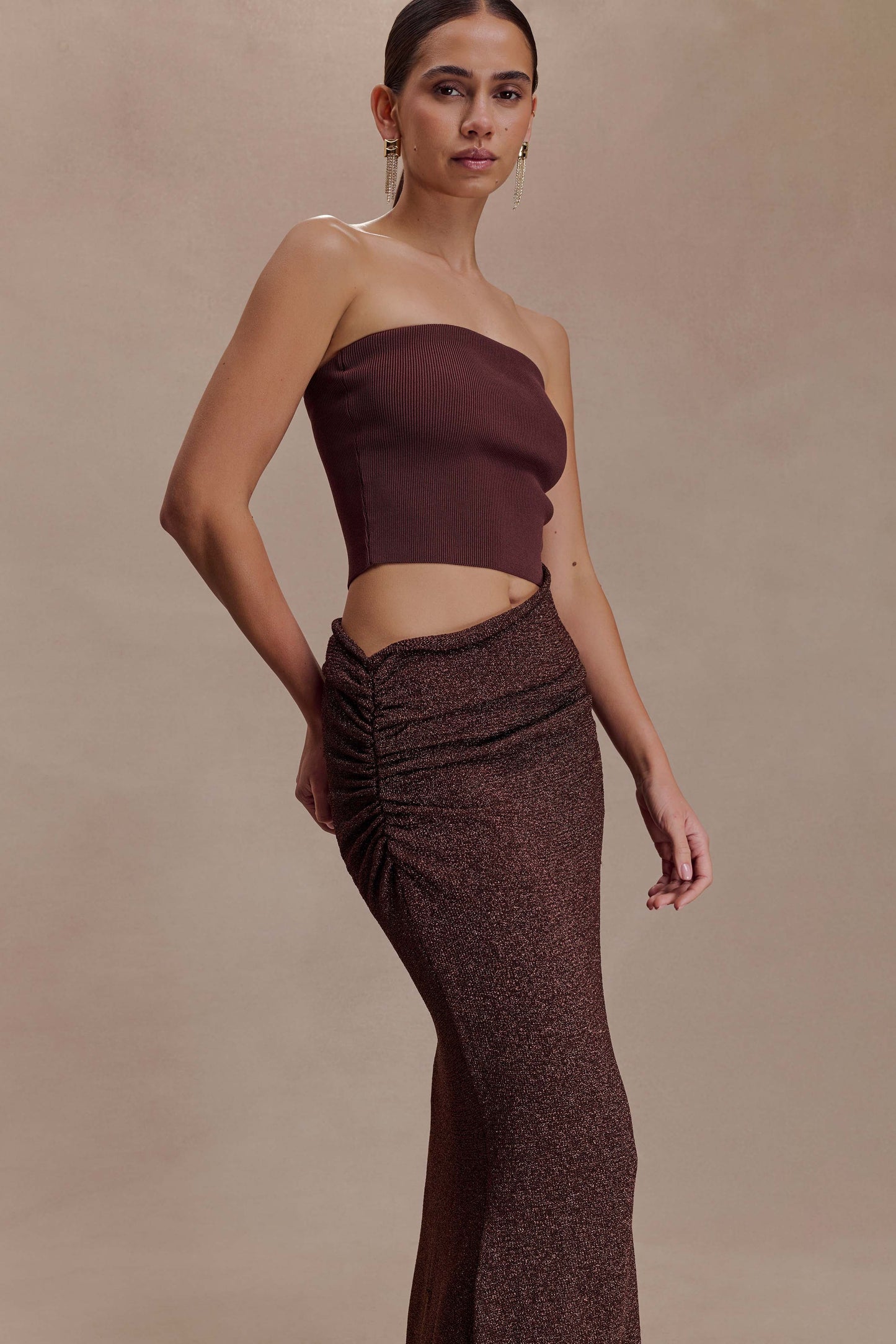 Jasiel Strapless Knit Maxi Dress - Chocolate