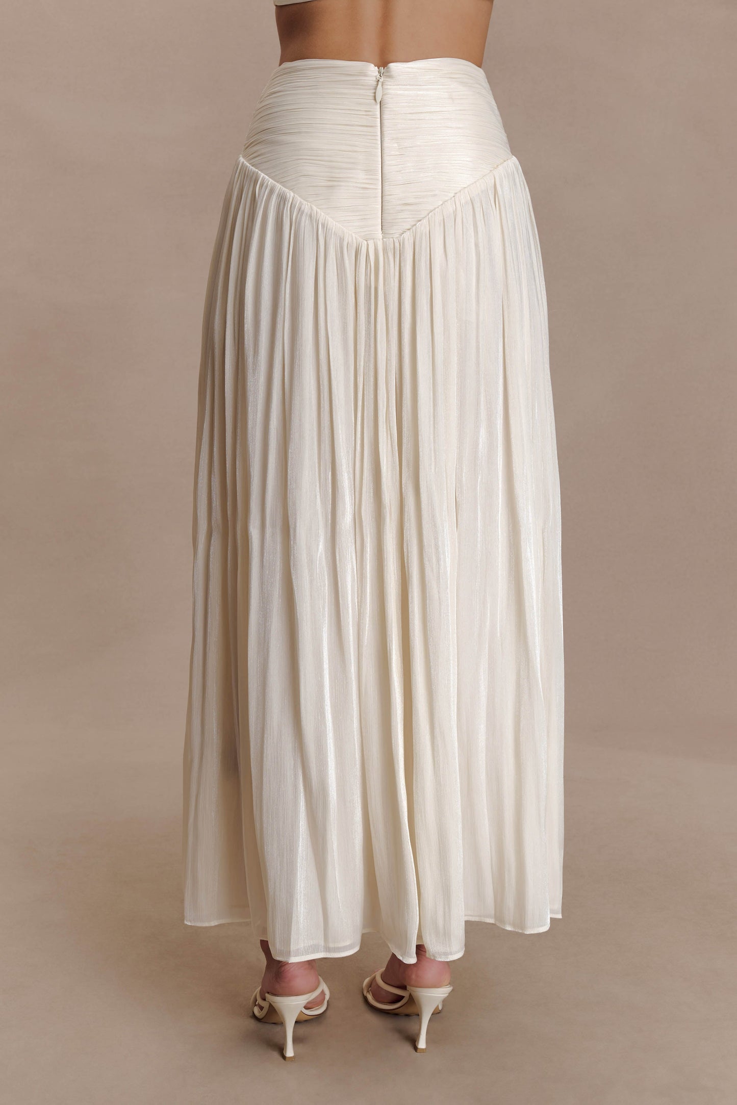 Makena Gathered Midi Skirt - Opal White