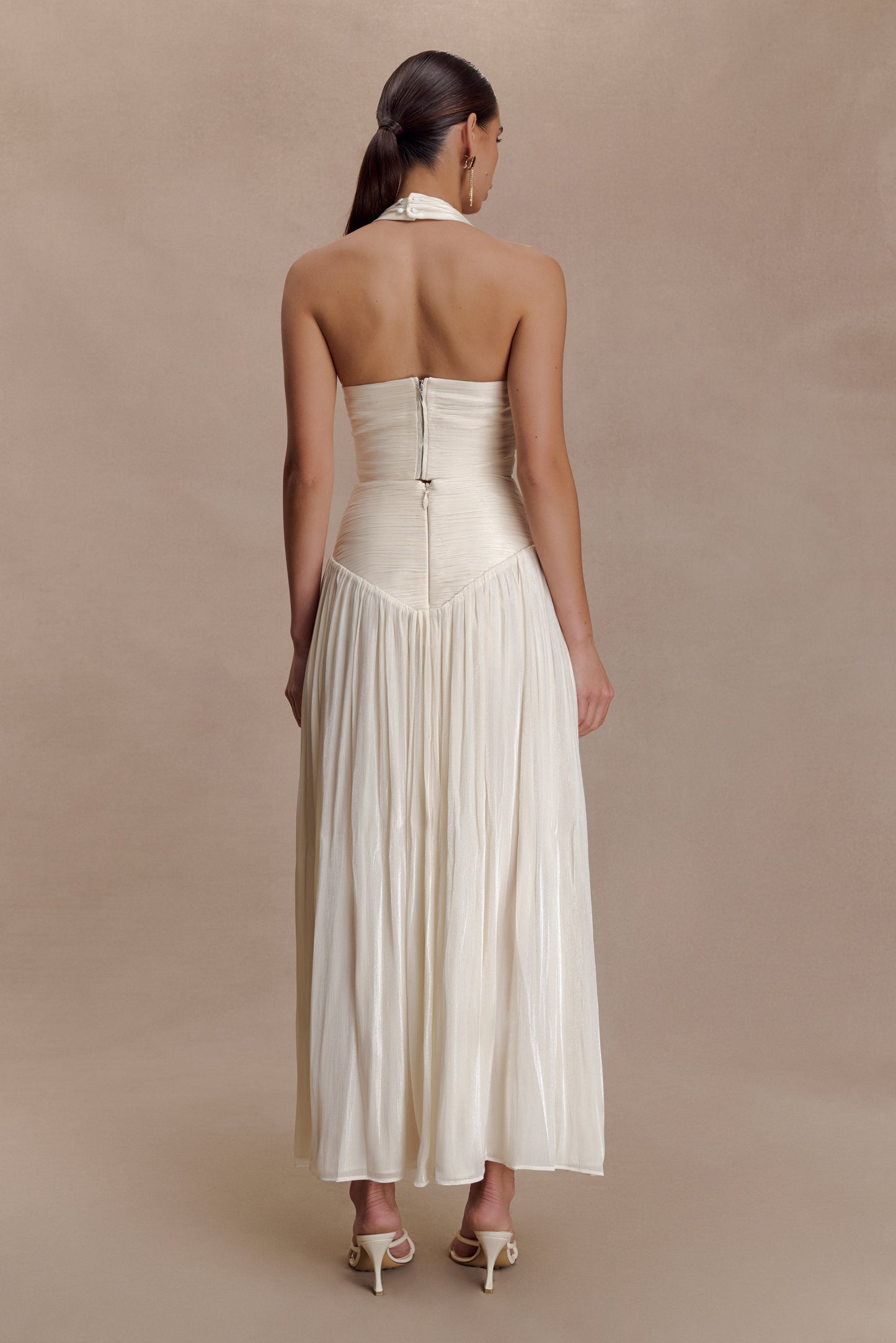 Makena Gathered V Neck Top - Opal White