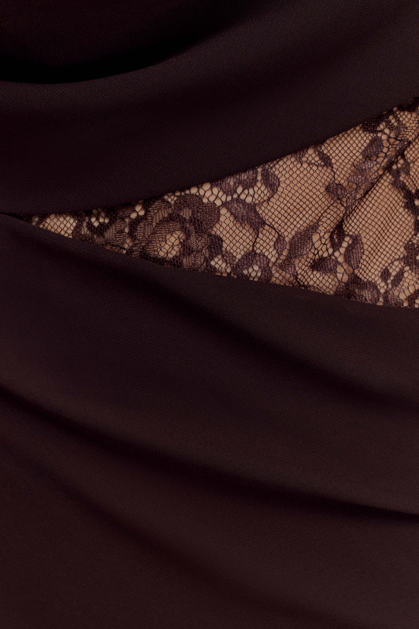 Arra Chiffon And Lace Halter Maxi Dress - Cacao Brown