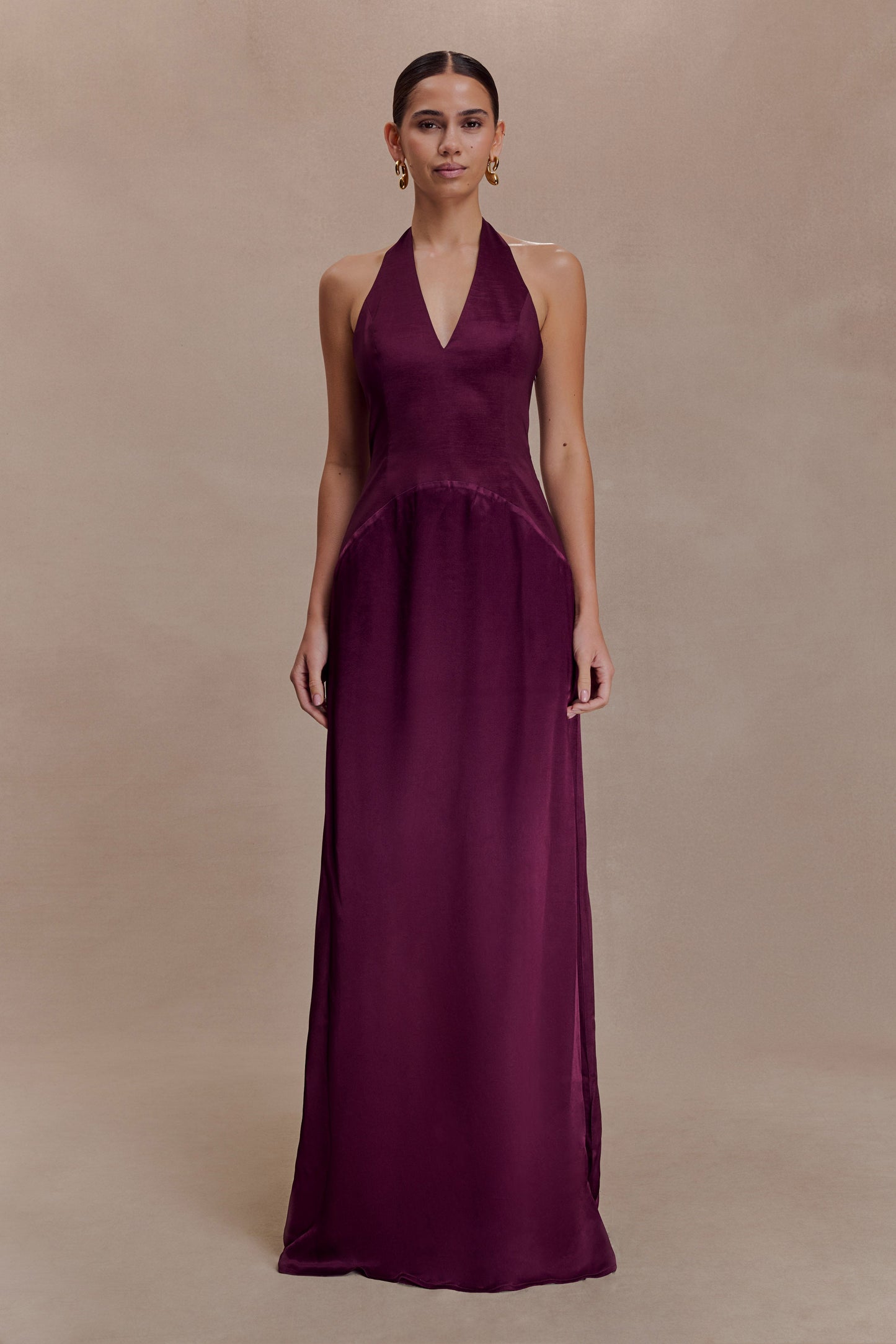 Maura Taffeta And Satin Maxi Dress - Wine