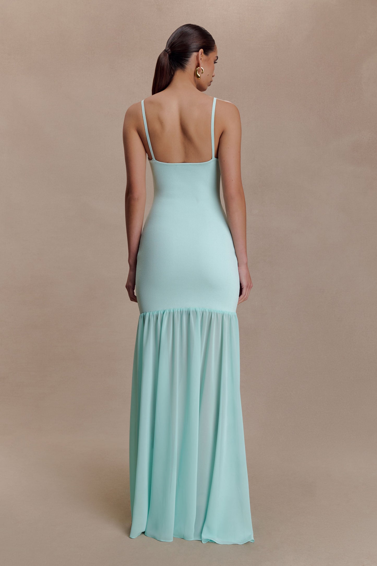 Deanne Bandage And Chiffon Knit Maxi Dress - Blue