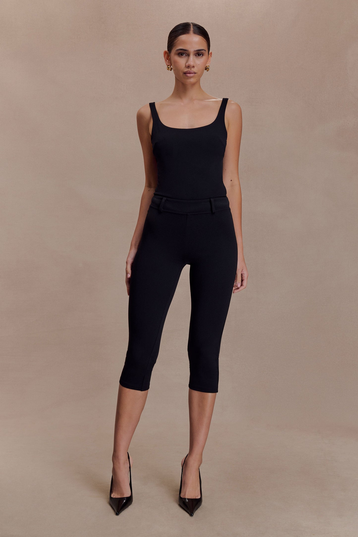 Blanca Stretch Crepe Capri Pants - Black