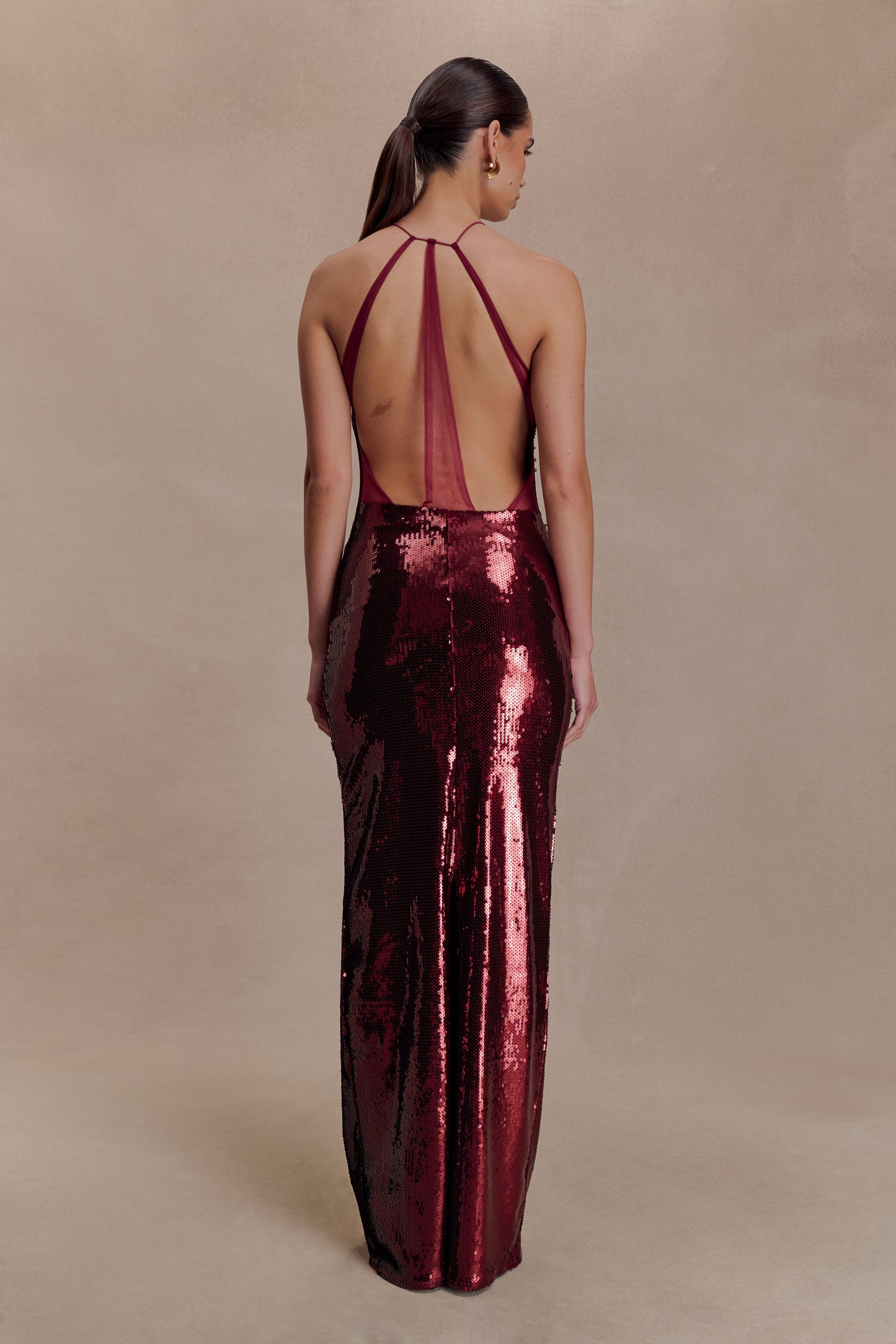 Baldwin Sequin Cut Out Maxi Dress - Mahogany