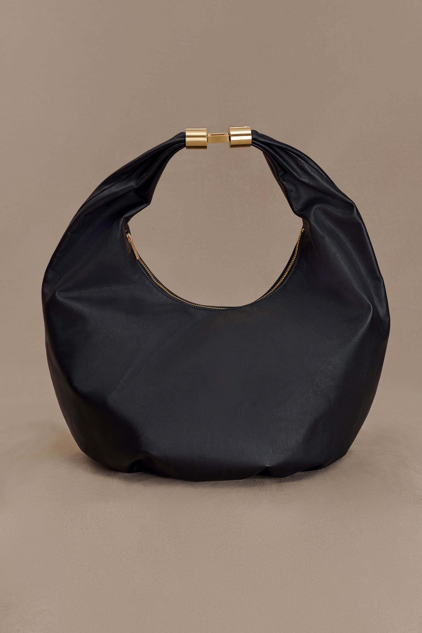 Bristol Large Croissant Leather Shoulder Bag - Black