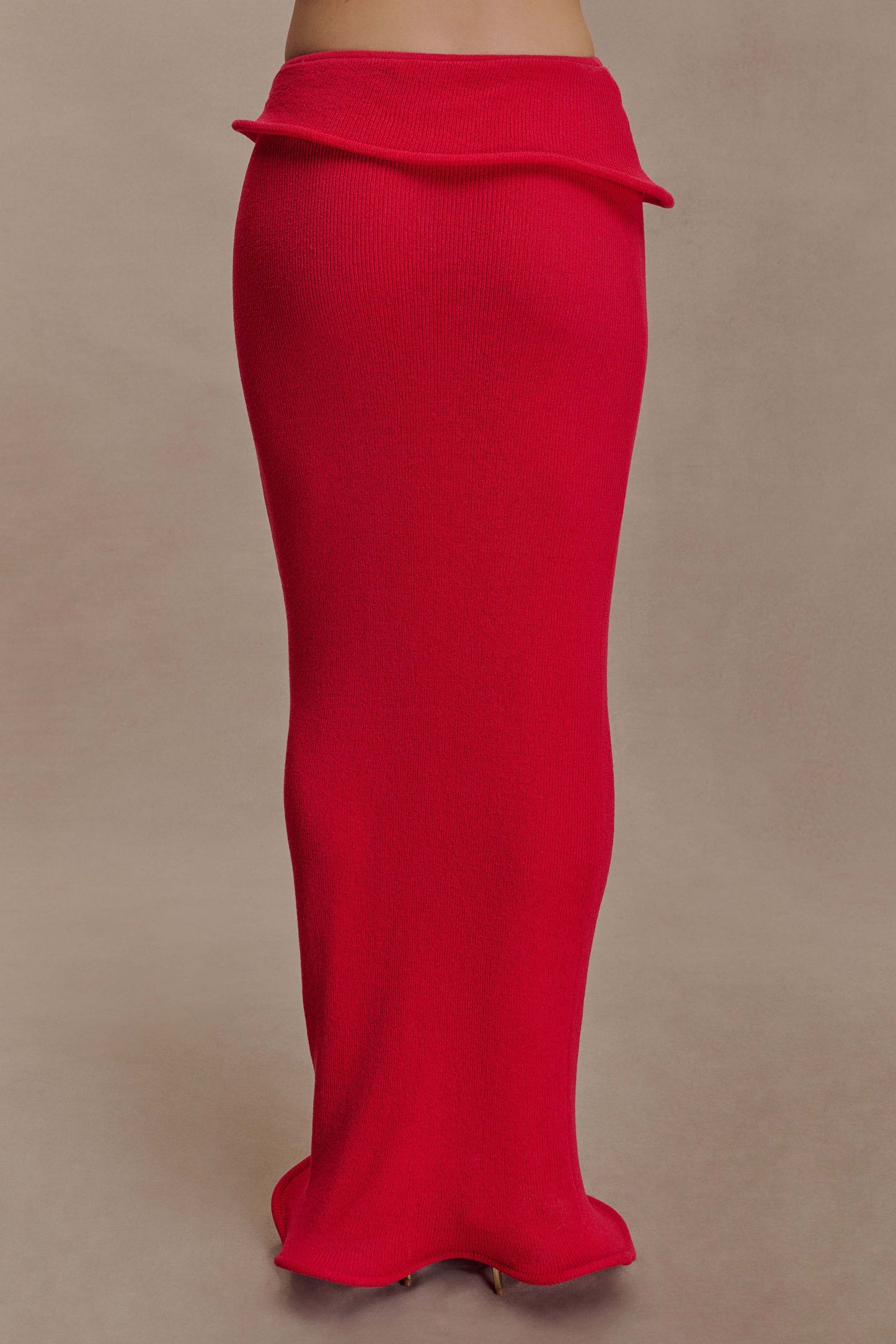 Samira Knit Wired Maxi Skirt - Red