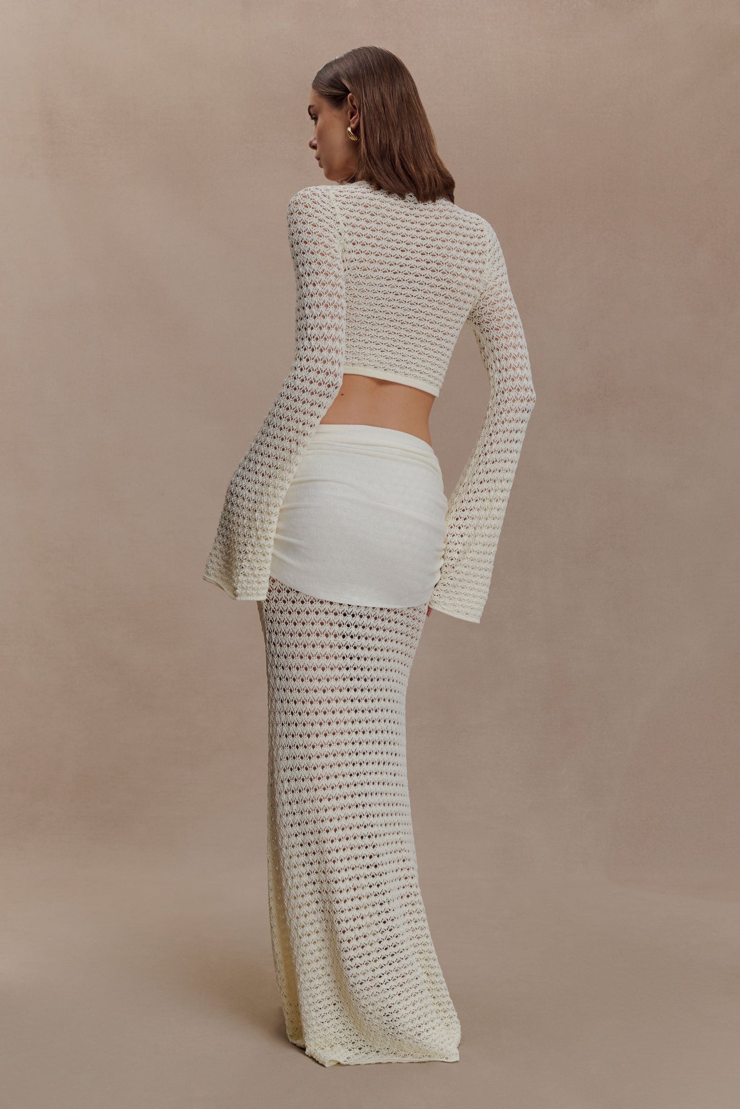 Mania Crochet Maxi Skirt With Hardware - Ivory