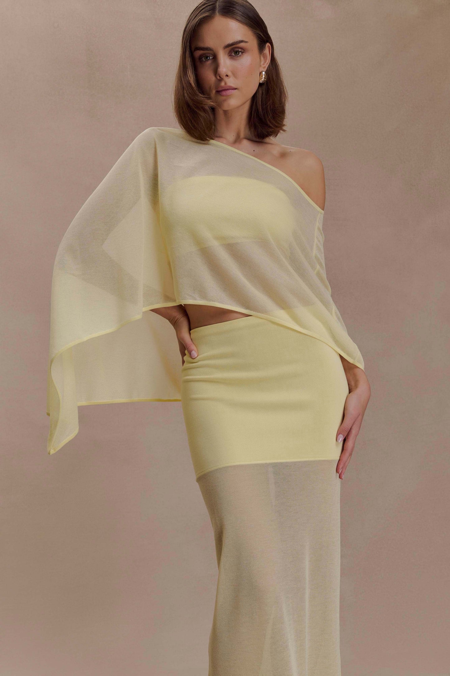 Lyra Sheer Knit Cape - Lemon