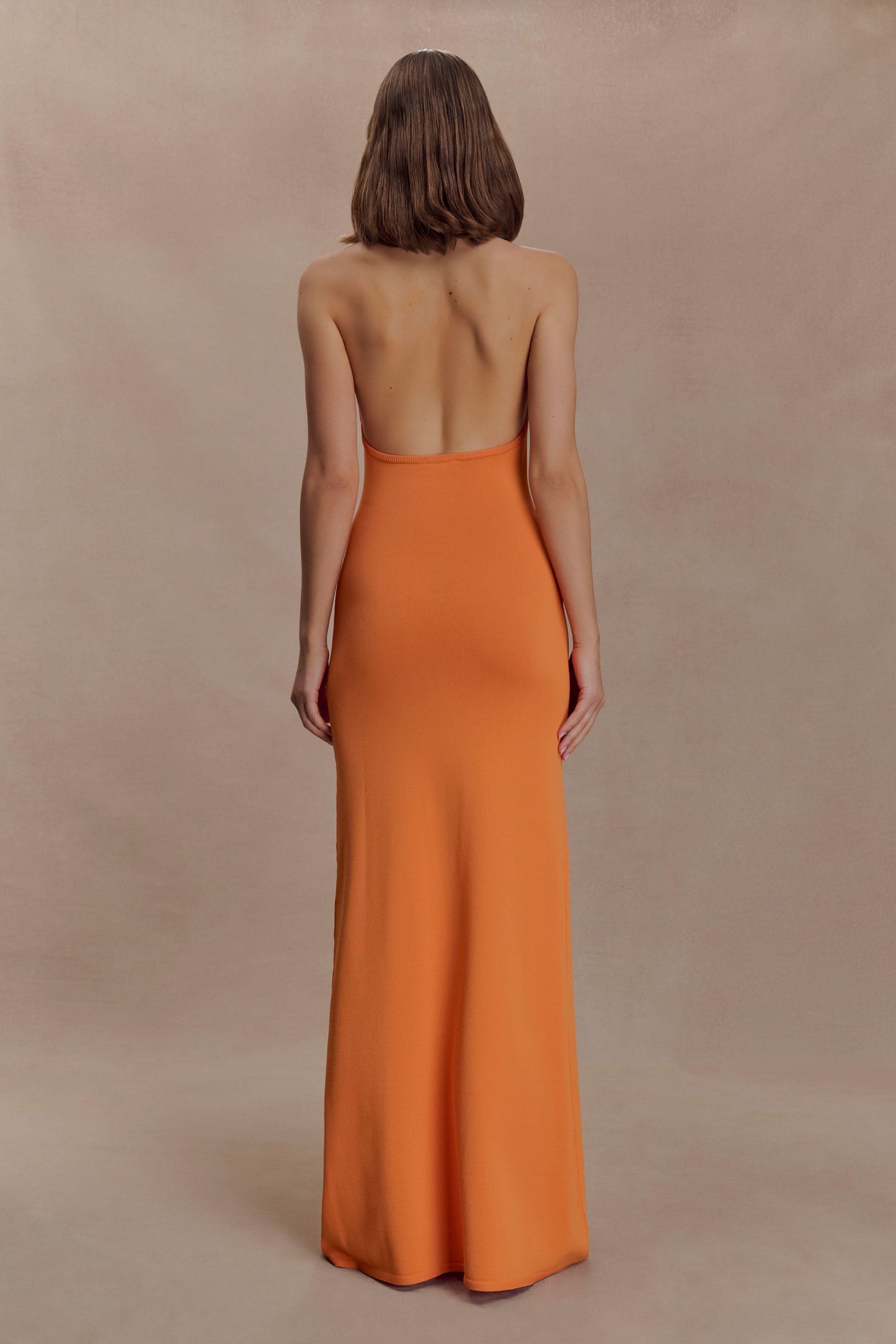 Elma Halter Knit Maxi Dress - Orange
