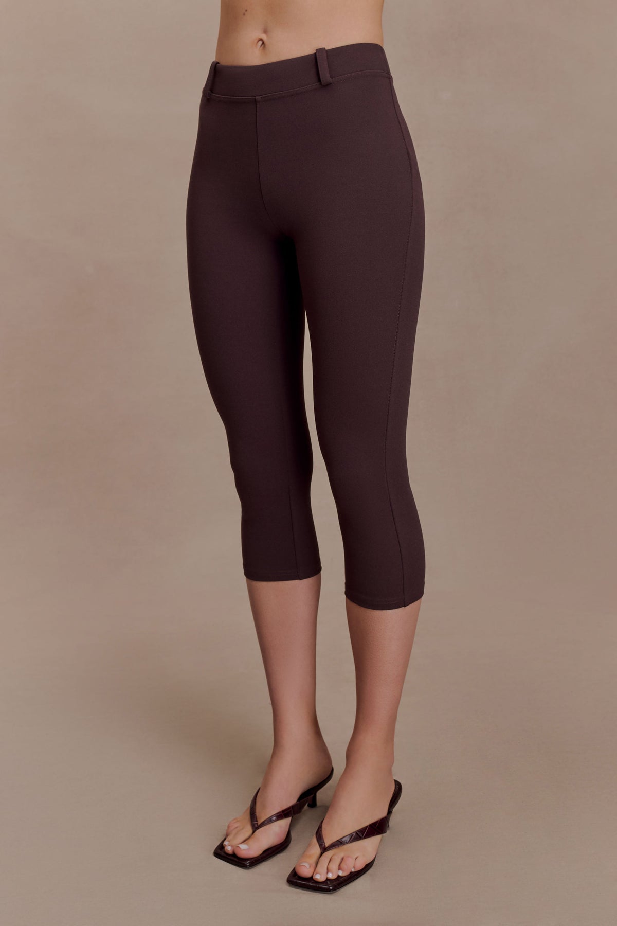 Blanca Stretch Crepe Capri Pants - Chocolate