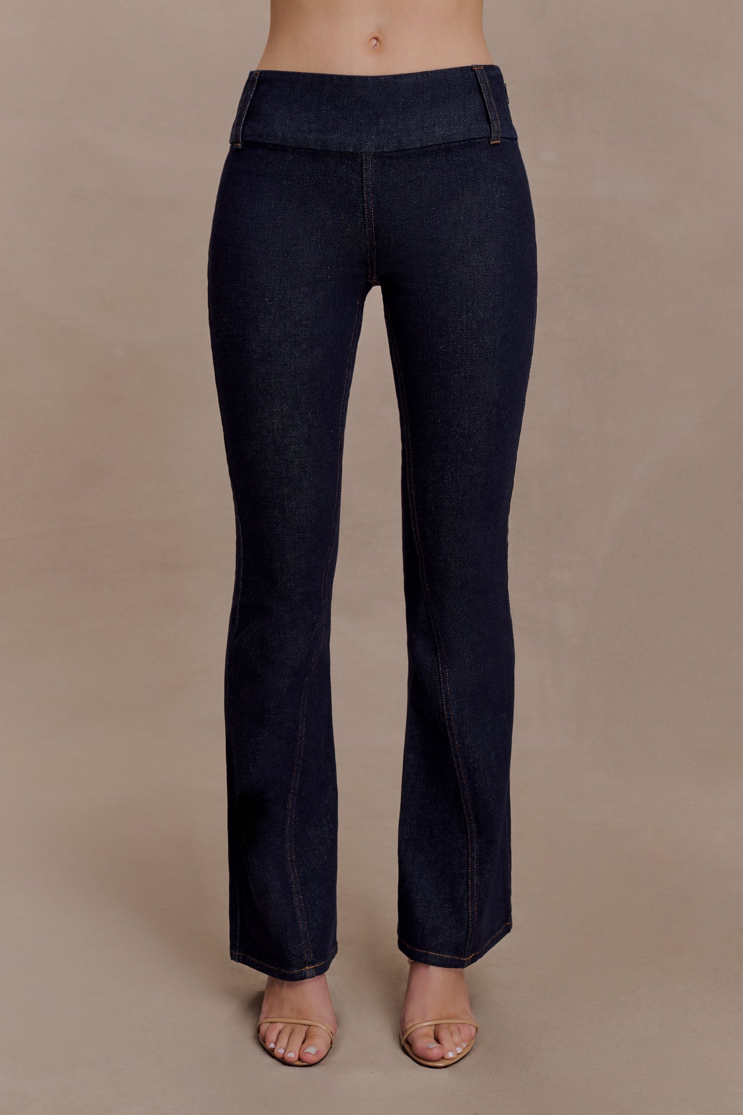 Shelly Flared Denim Jeans - Washed Indigo Blue