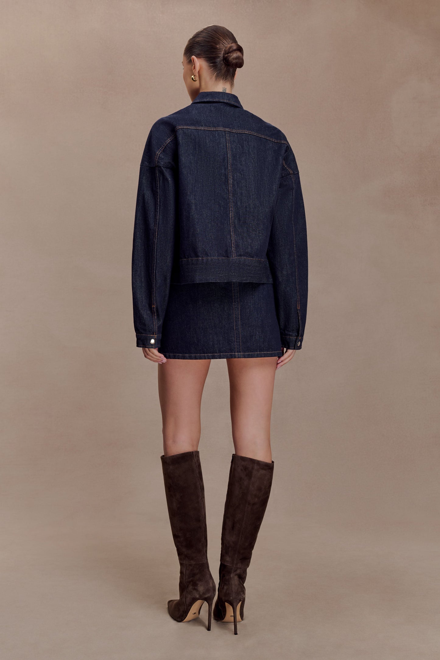 Olandria Oversized Jacket Top - Washed Indigo Blue