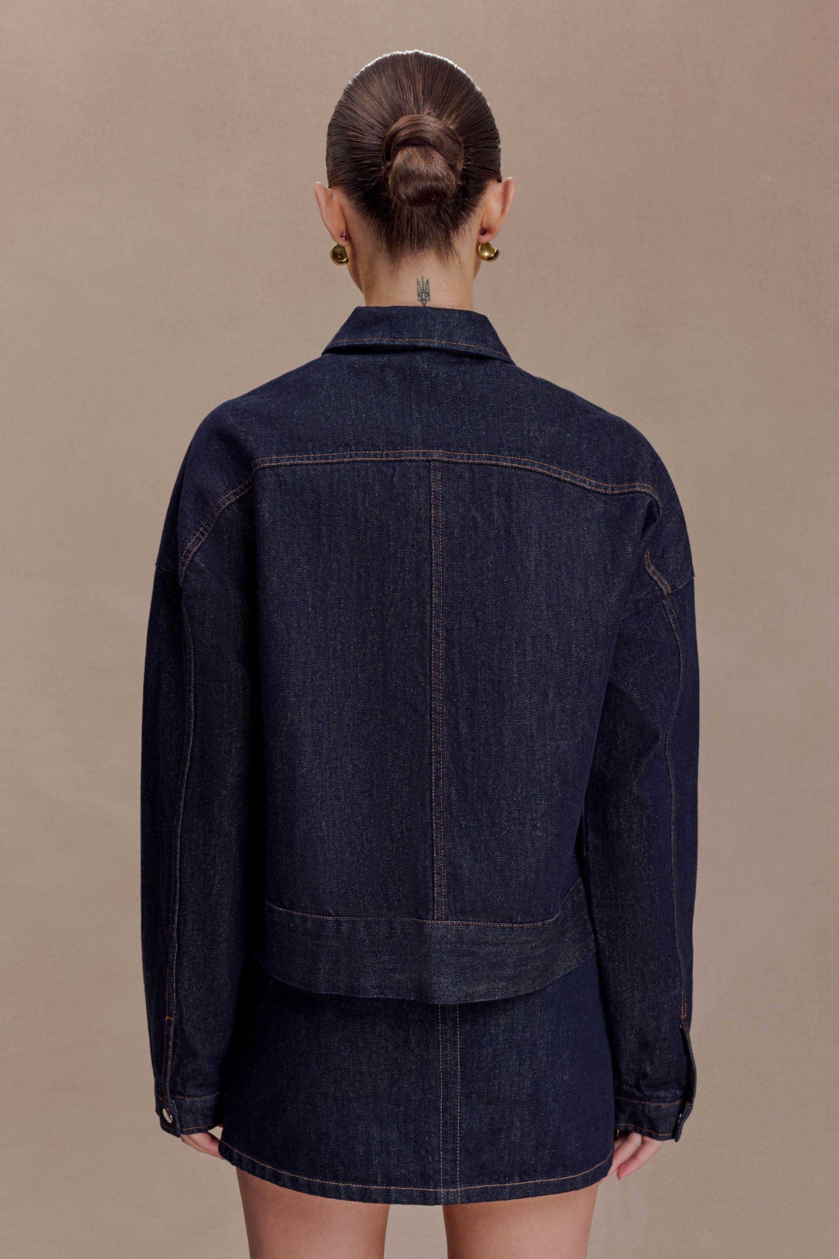 Olandria Oversized Jacket Top - Washed Indigo Blue