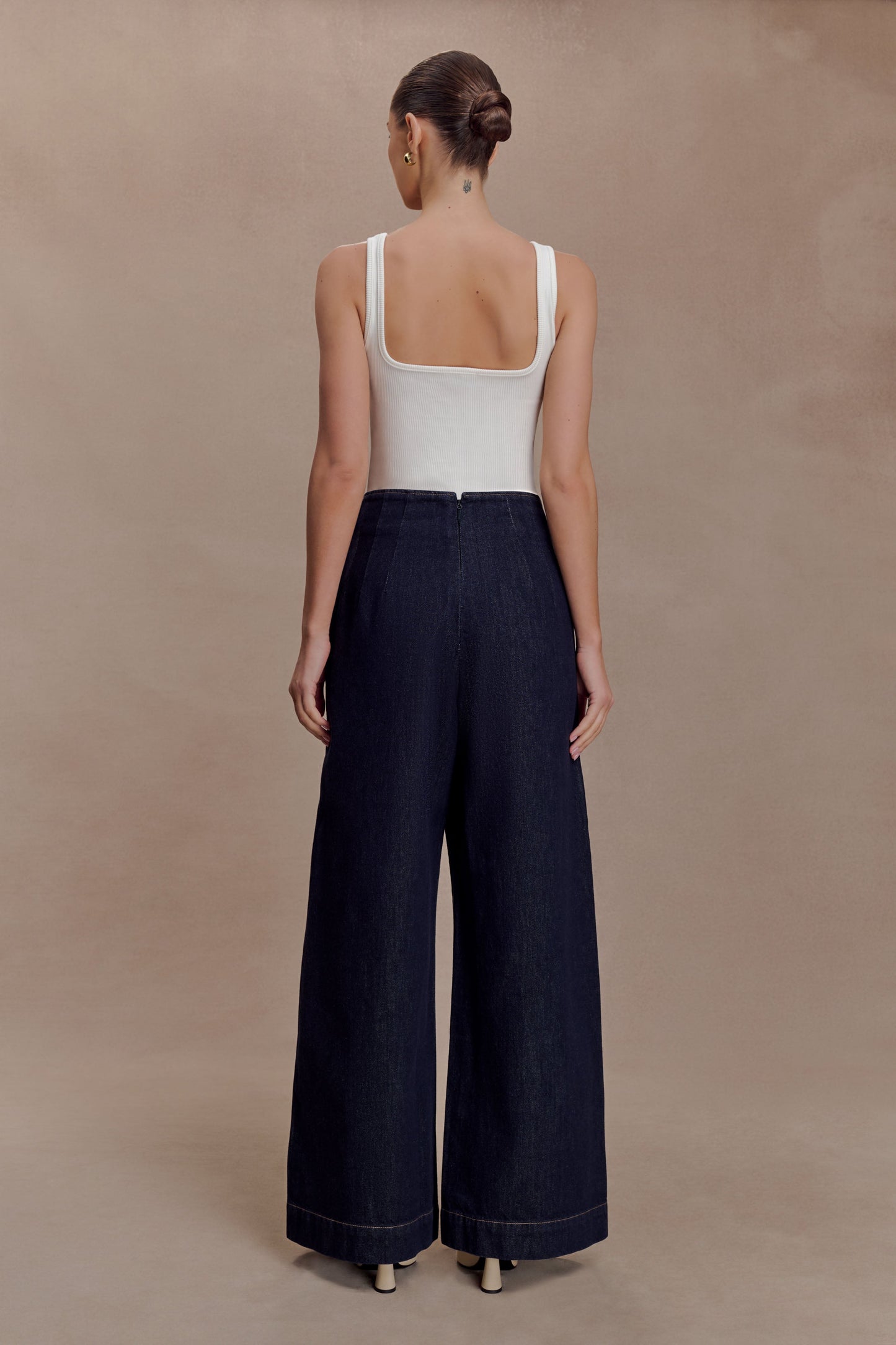 Maral High Waisted Dart Jeans - Washed Indigo Blue