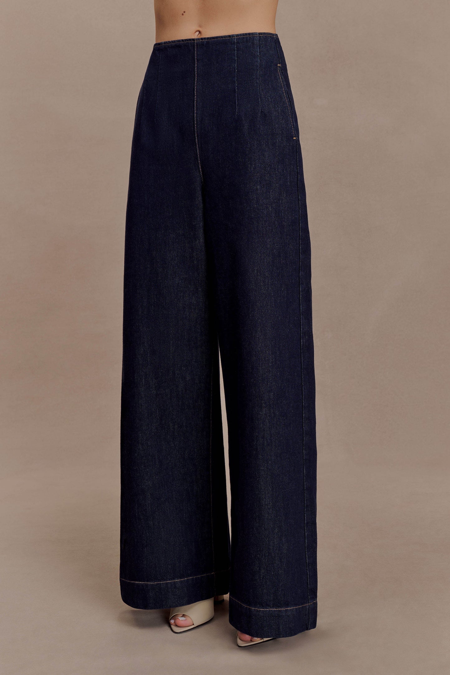 Maral High Waisted Dart Jeans - Washed Indigo Blue