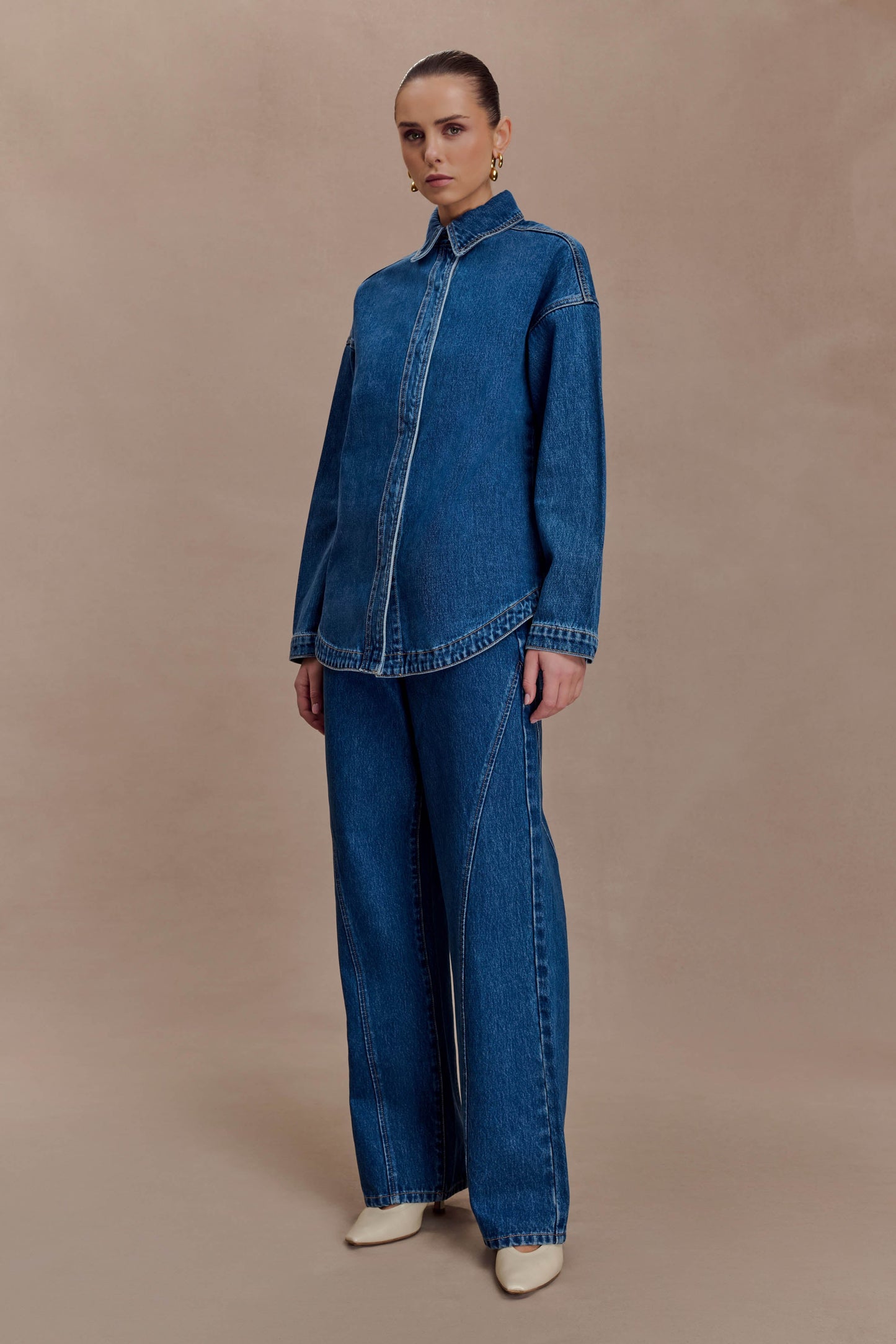 Lioda Oversized Denim Shirt - Dark Blue