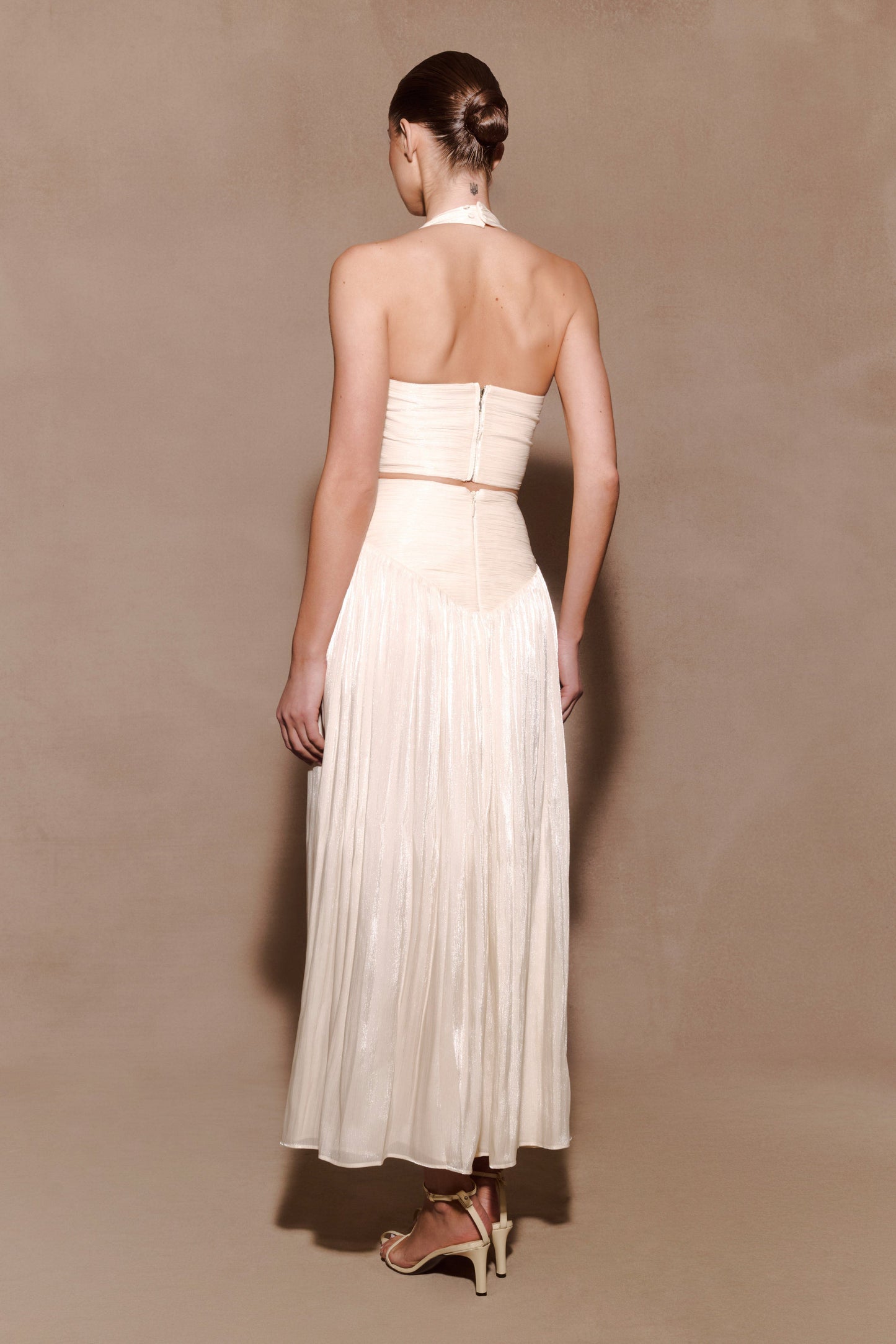 Makena Gathered V Neck Top - Opal White