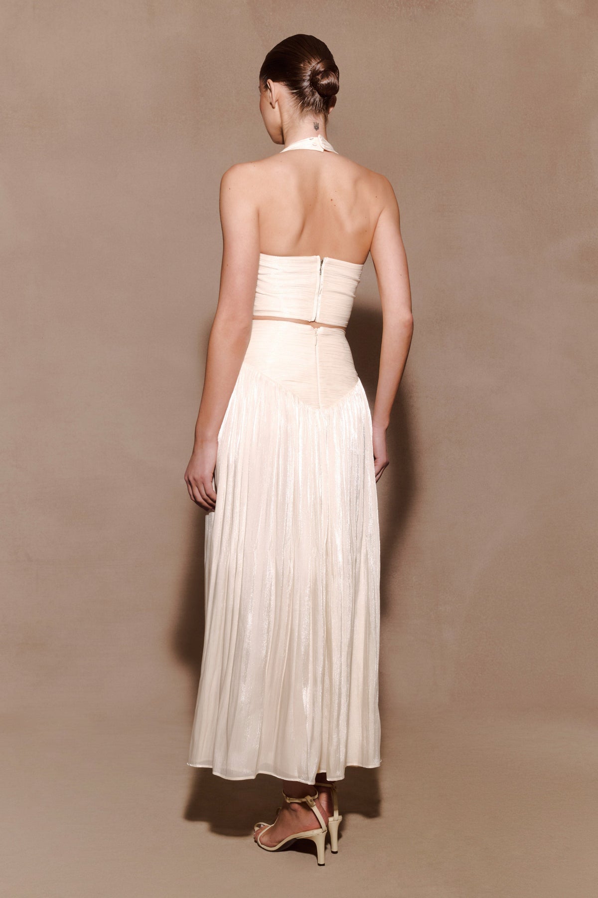 Makena Gathered Midi Skirt - Opal White