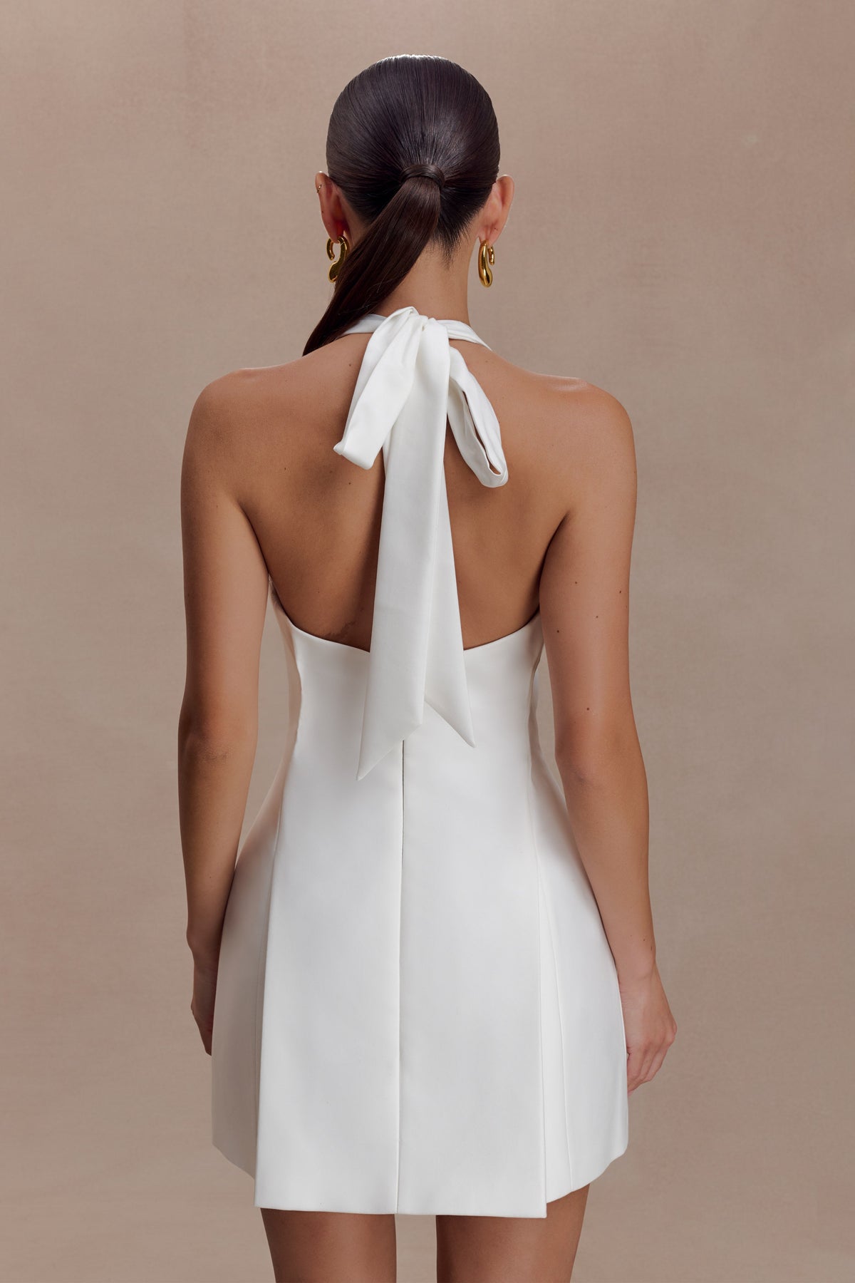 Nelly Halter Neck Cotton Mini Dress - White