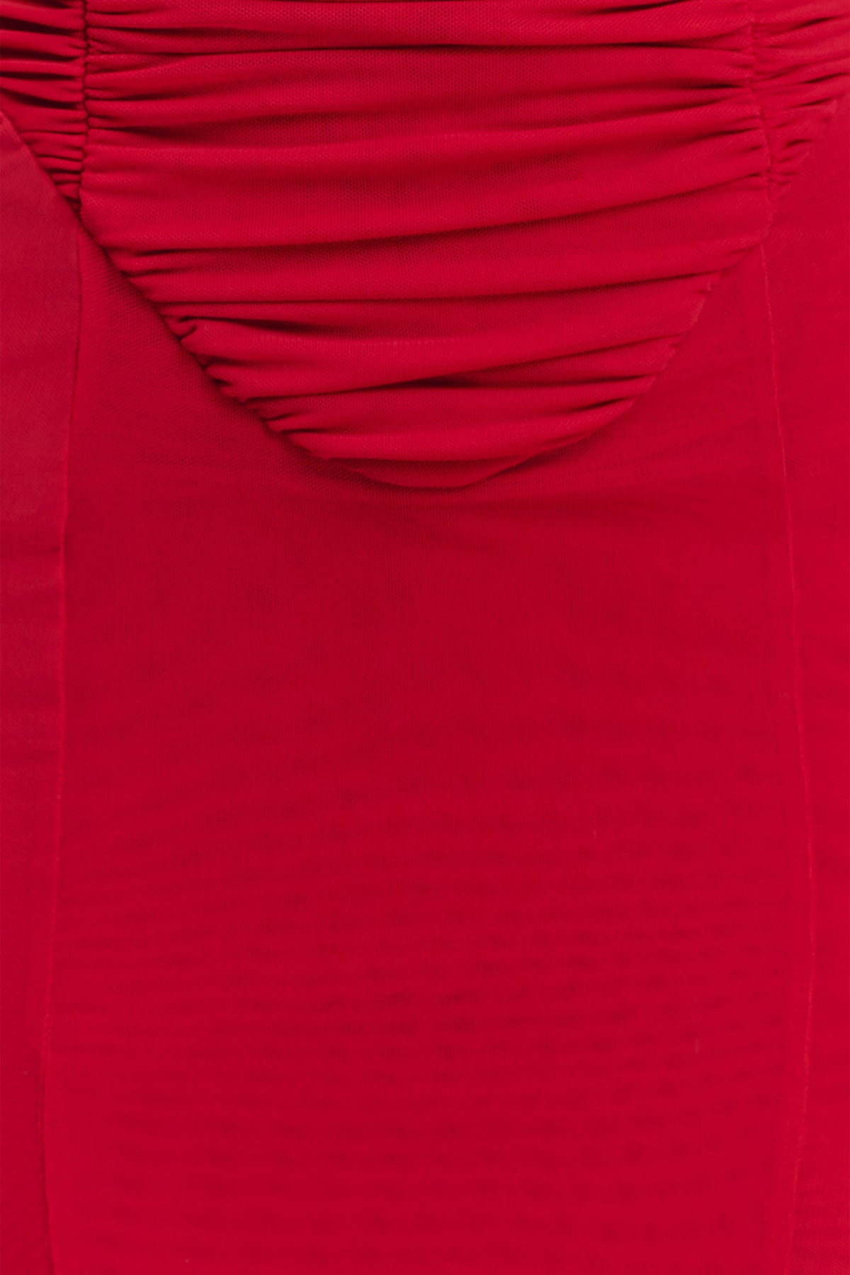 Willa Gathered Mesh Midi Dress - Ruby