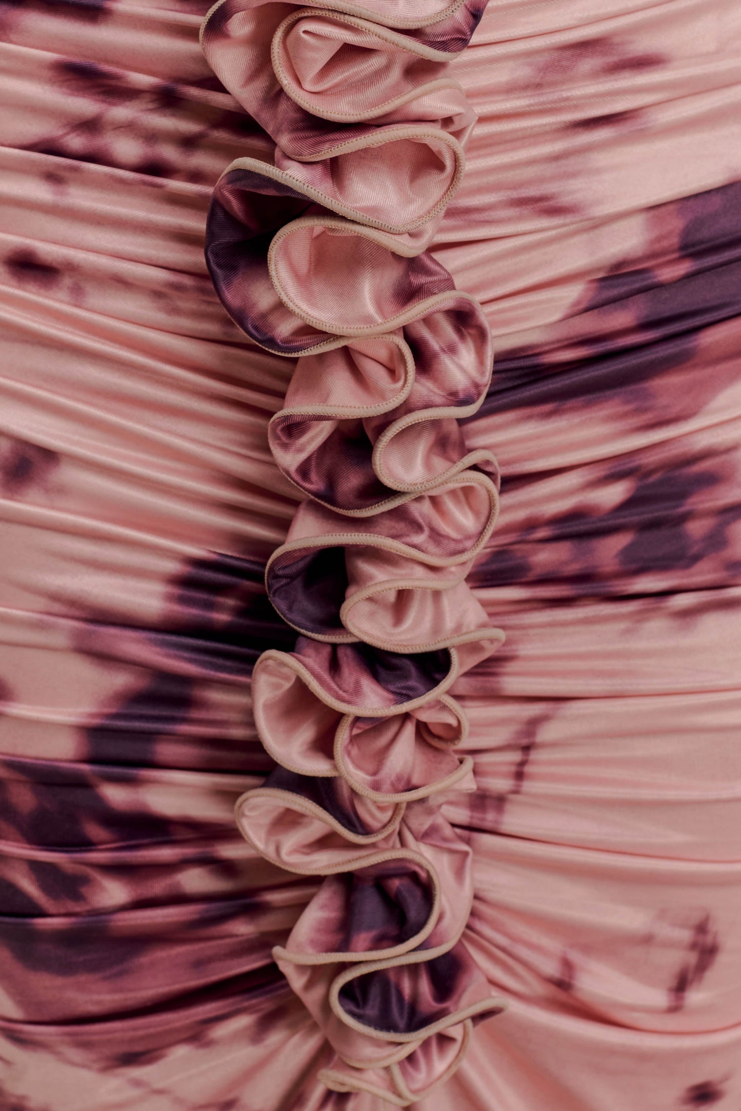 Alessandra Slinky Ruffle Maxi Dress - Pink Blurred Floral Print