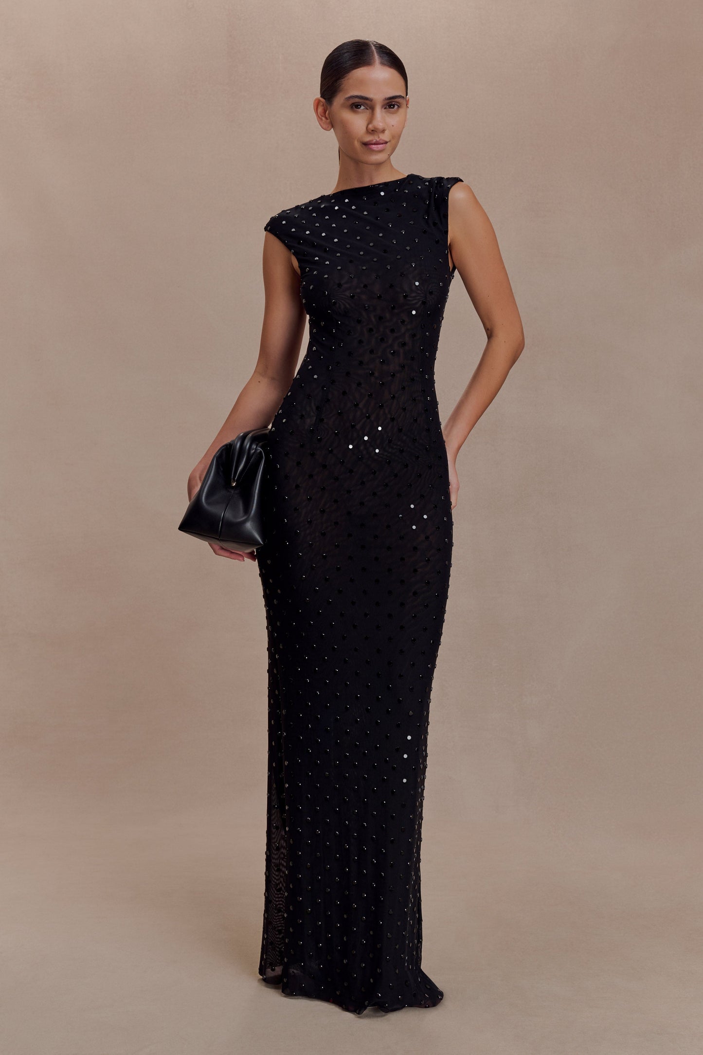 Samara Sleeveless Diamante Maxi Dress - Black